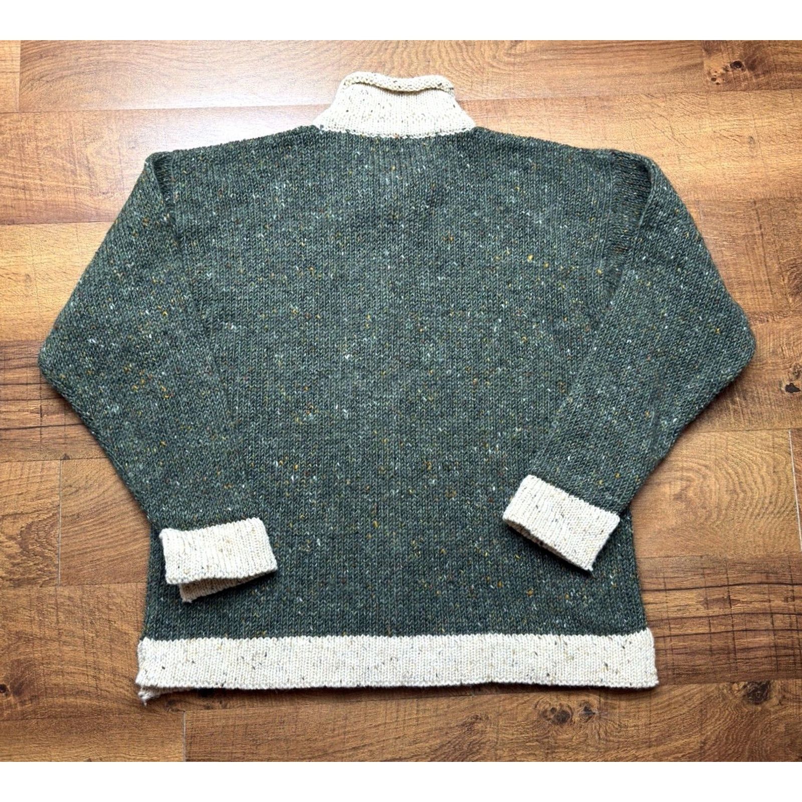 Vintage VINTAGE Rossan Knitwear Cardigan Sweater Mens L Green 100% Wool Made In Ireland Donegal Pullover Crew Neck Heavyweight Fall Winter Mens Size US L / EU 52-54 / 3 - 3 Thumbnail