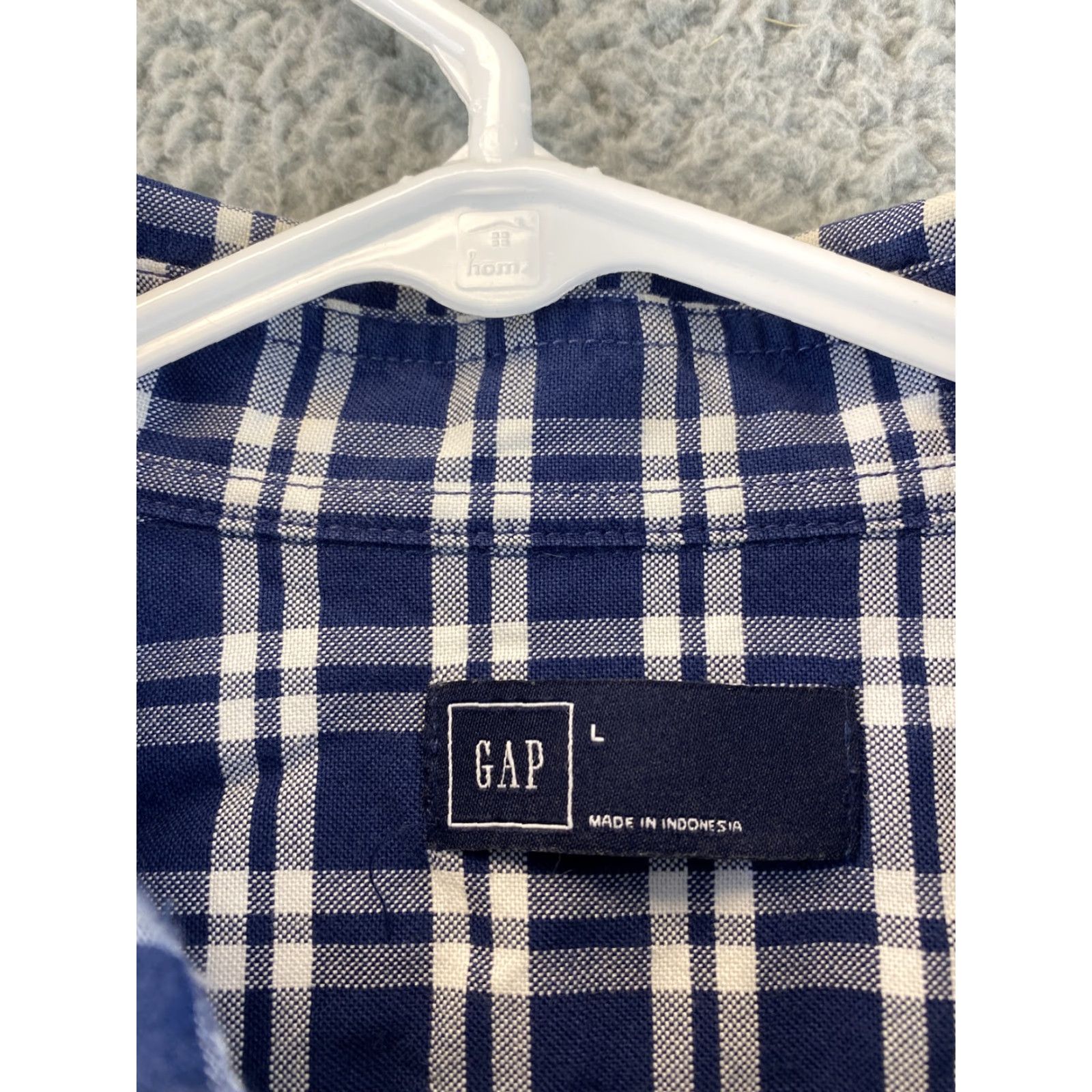 Gap Gap Shirt Men Large Blue Check Plaid Pocket Button-Up Casual Dress Shirt (Regular) Size US L / EU 52-54 / 3 - 4 Thumbnail