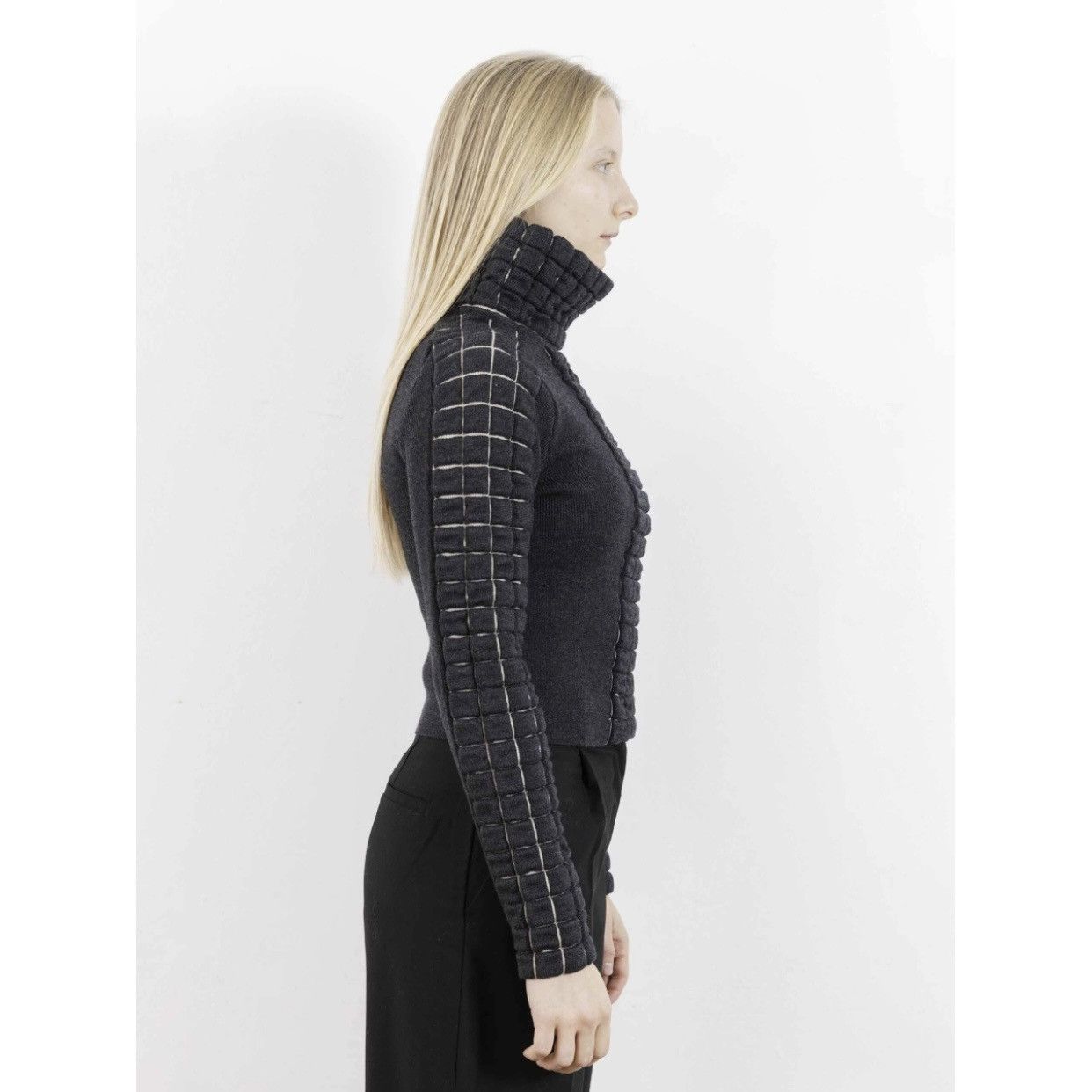 Chanel × Karl Lagerfeld Chanel turtleneck sweater in matelassé wool. Size XS / US 0-2 / IT 36-38 - 3 Thumbnail