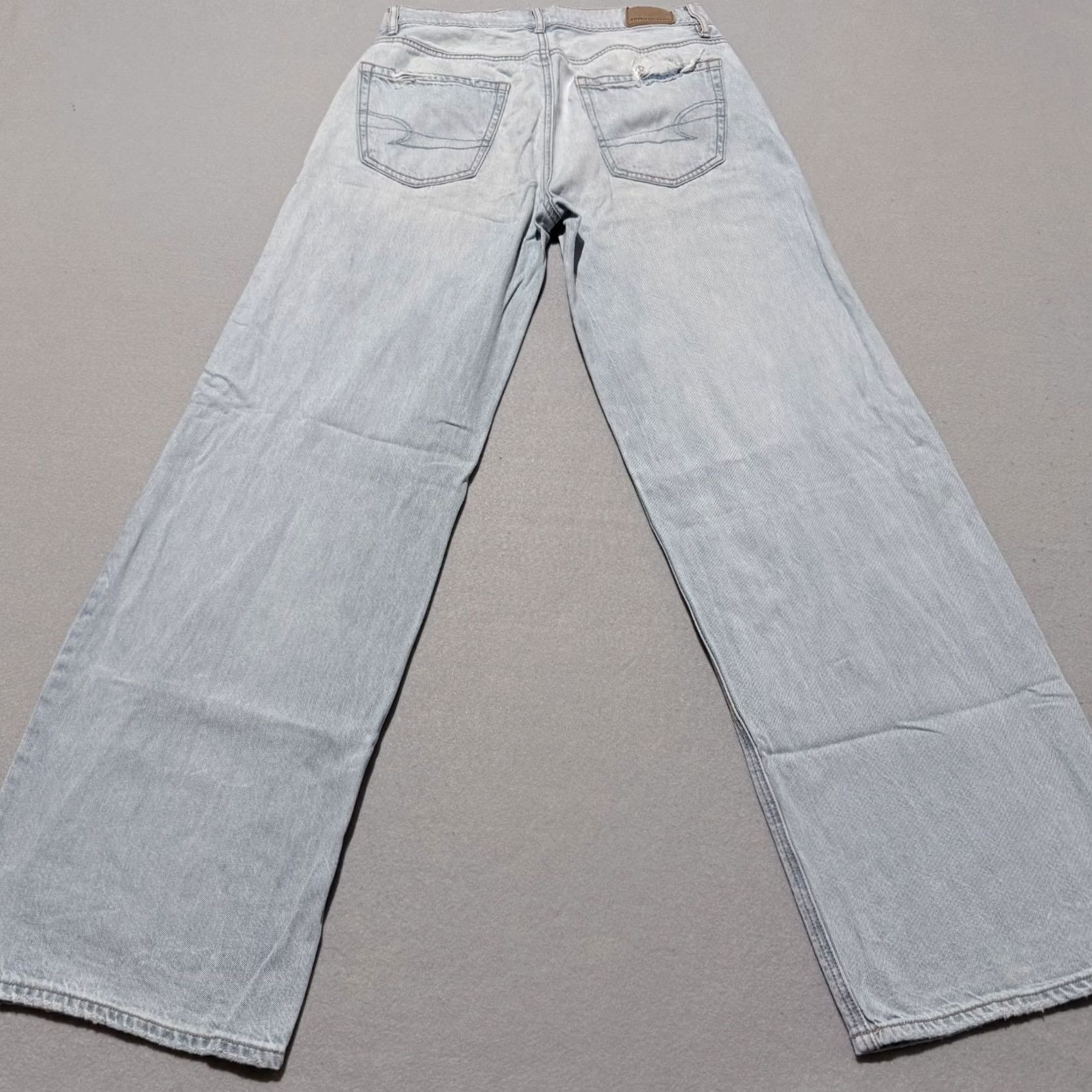 American Eagle Outfitters American Eagle Jeans Women Blue Denim Distressed Mid Rise Zip Fly Wide Leg 0 28 Inseam 29 Inseam 5-Pocket Design 90s Theme Vintage No Shirt Size 25" / US 0 / IT 36 - 2 Thumbnail