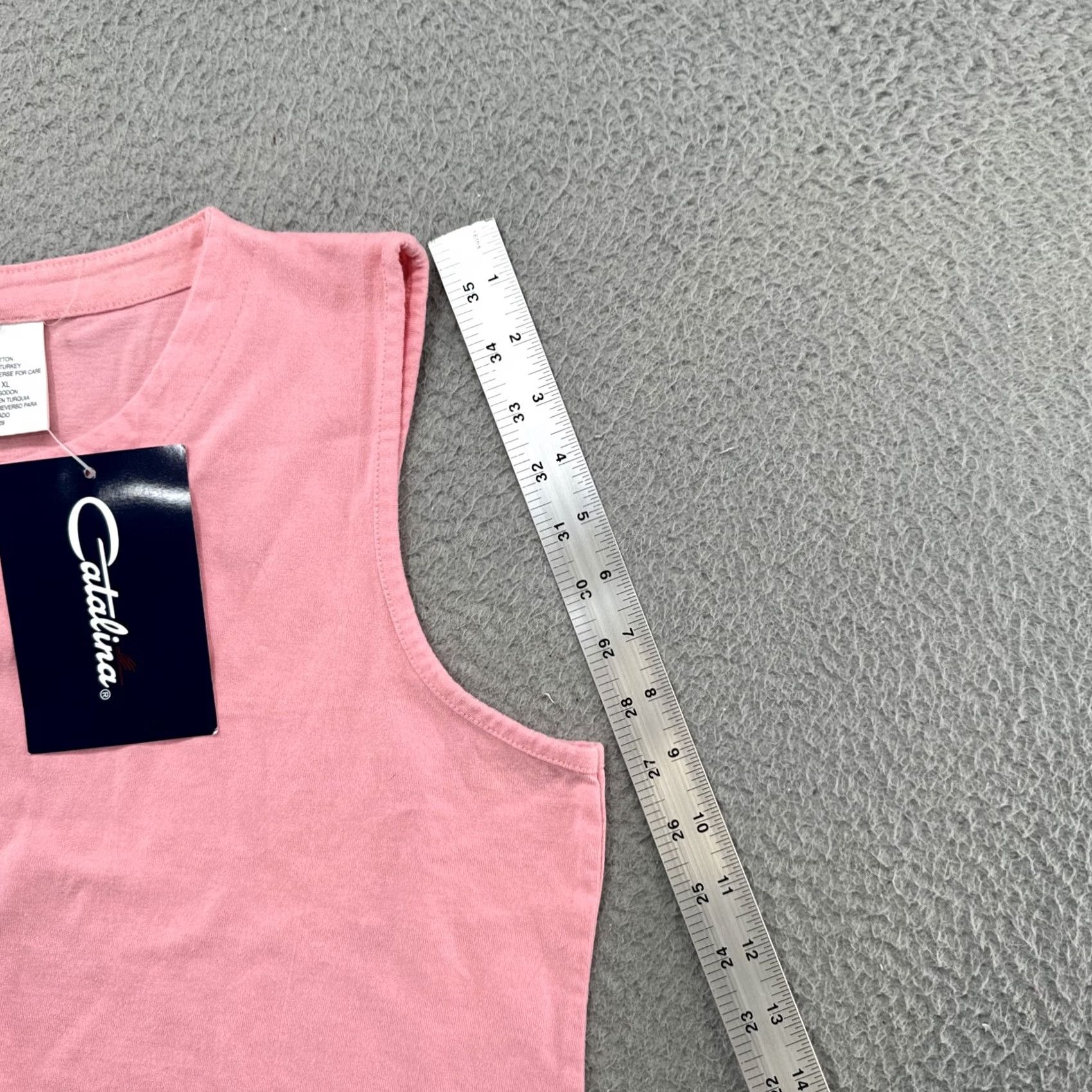 Catalina VINTAGE Catalina Women’s Pink 100% Cotton Sleeveless Tank Top XL Shirt, V Neck, Round Neck, Pullover, Basic Retro Size XL / US 12-14 / IT 48-50 - 4 Thumbnail