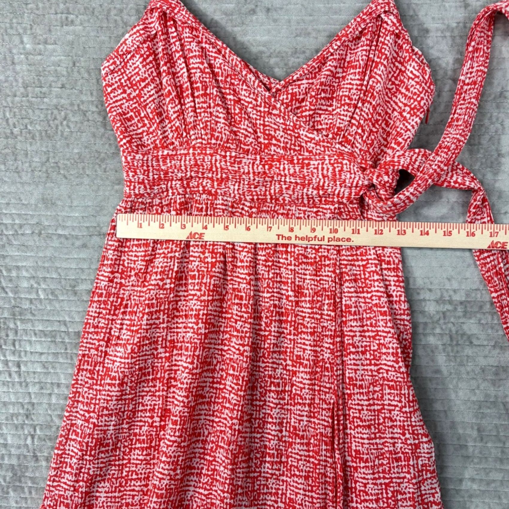 Diane von Furstenberg Diane von Furstenberg Queenie Wrap Dress Red White Tiered Ruffle Spaghetti Strap V-Neck Tie Short Dress Womens 4 Size S / US 4 / IT 40 - 5 Thumbnail