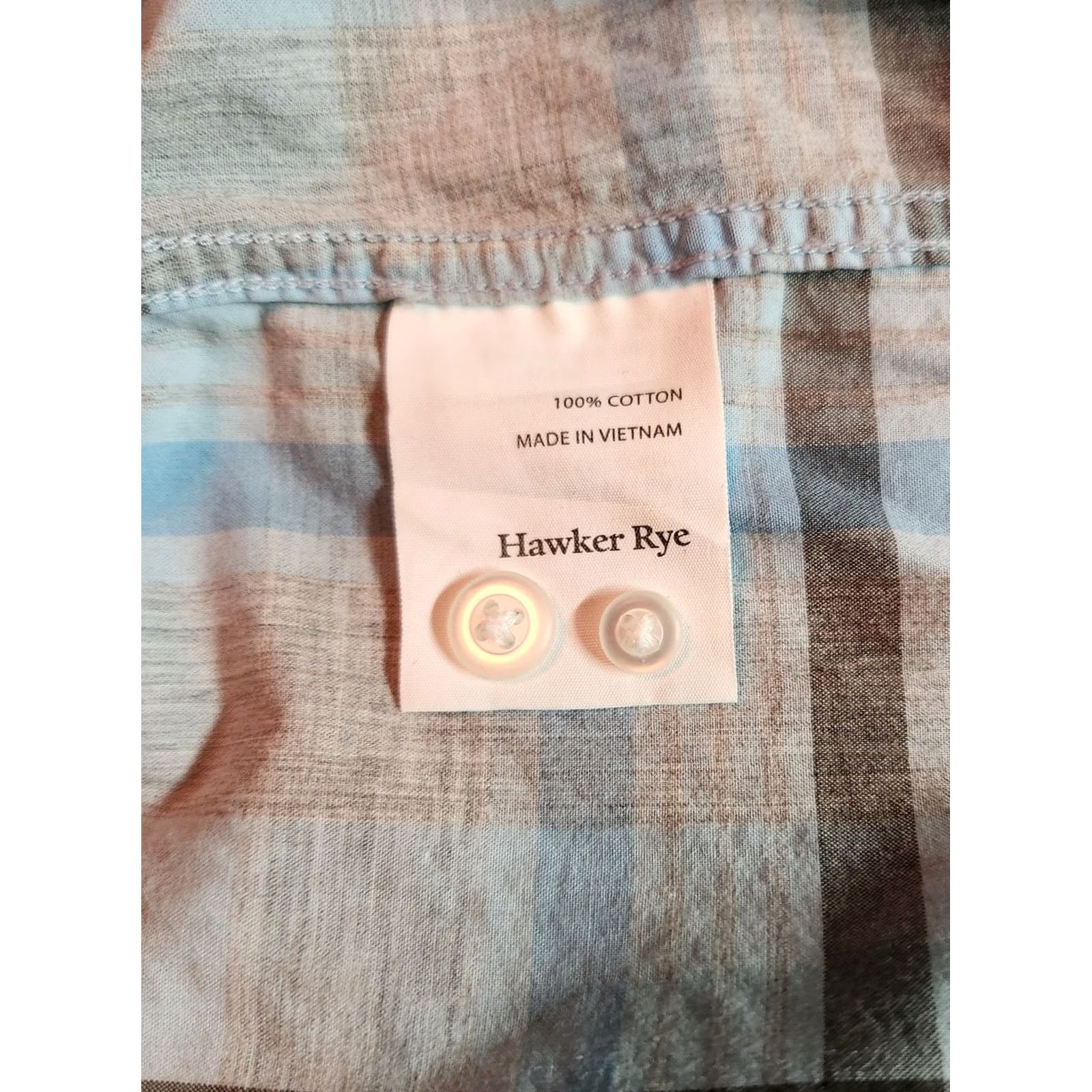 Vintage Hawker Rye Shirt Men’s Large Slim Long Sleeve Button-Down Plaid Blue/Gray/Black Cotton Slim Fit Mens Regular Size L Size US L / EU 52-54 / 3 - 6 Thumbnail