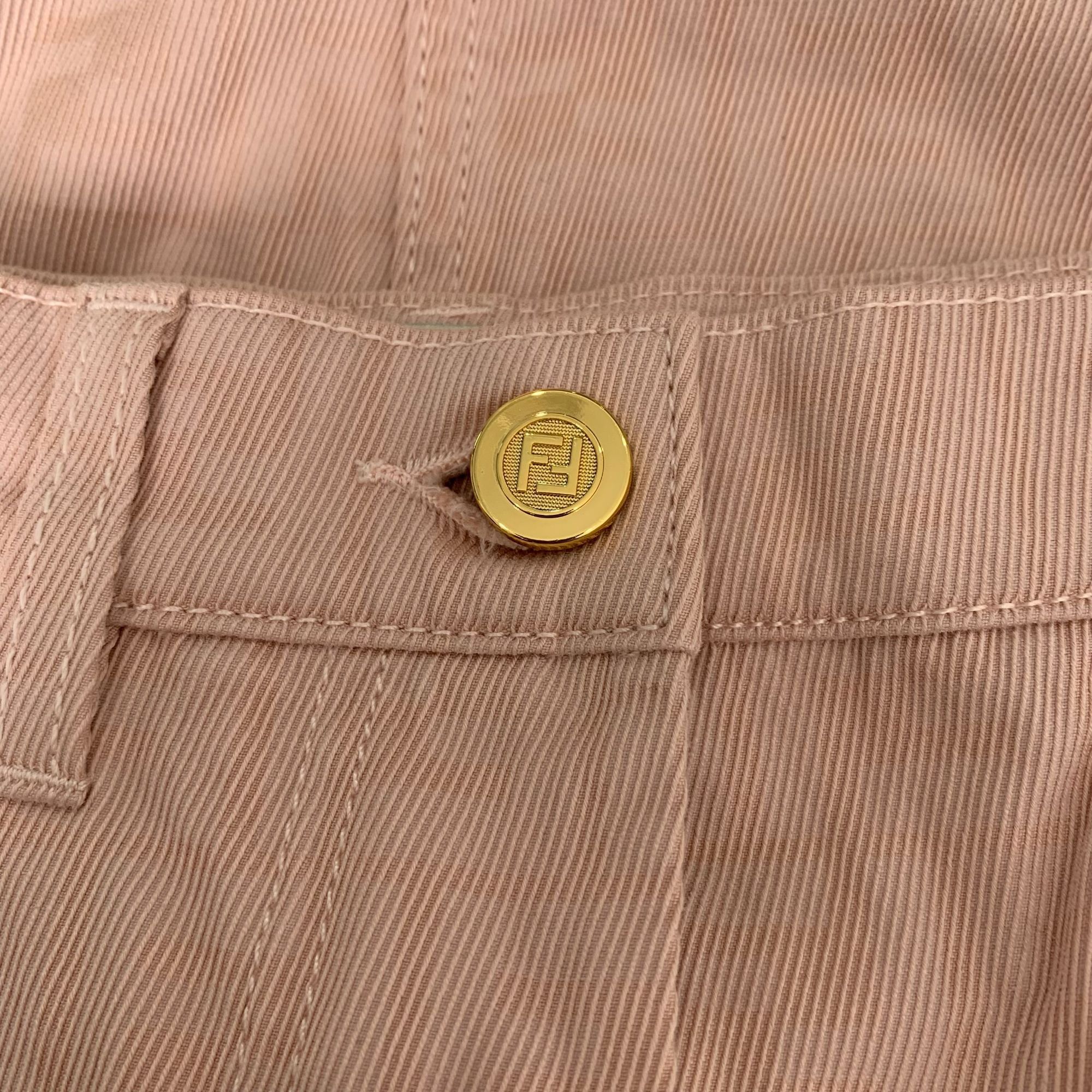 Fendi Fendi Pink Logo Print Cotton Denim Casual Skirt (Size S) Size 38" / US 16 / IT 52 - 4 Thumbnail