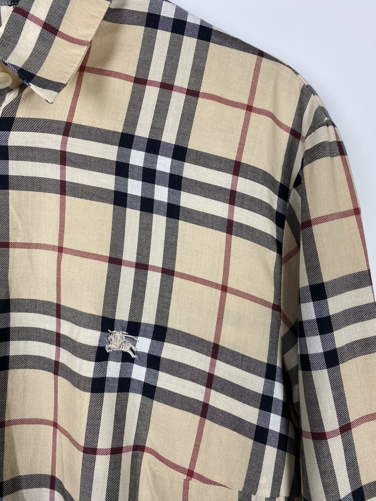 Burberry 1990s Vintage Burberry London Nova Check 3/4 Button Up Shirt Size L / US 10 / IT 46 - 6 Thumbnail