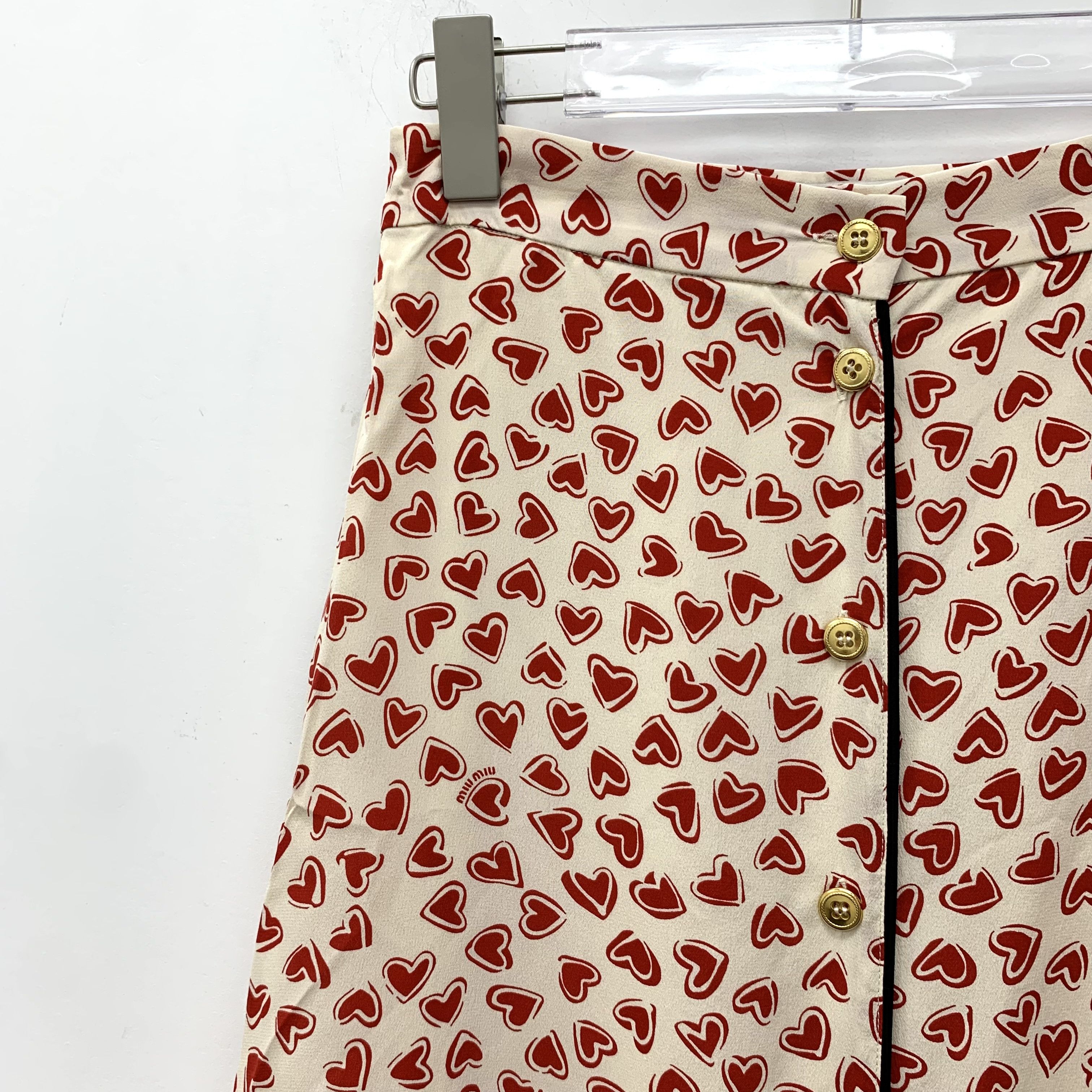 Miu Miu Miu Miu Skirt Multicolor Heart Print Button-Up Casual Skirt Size 30" / US 8 / IT 44 - 4 Thumbnail