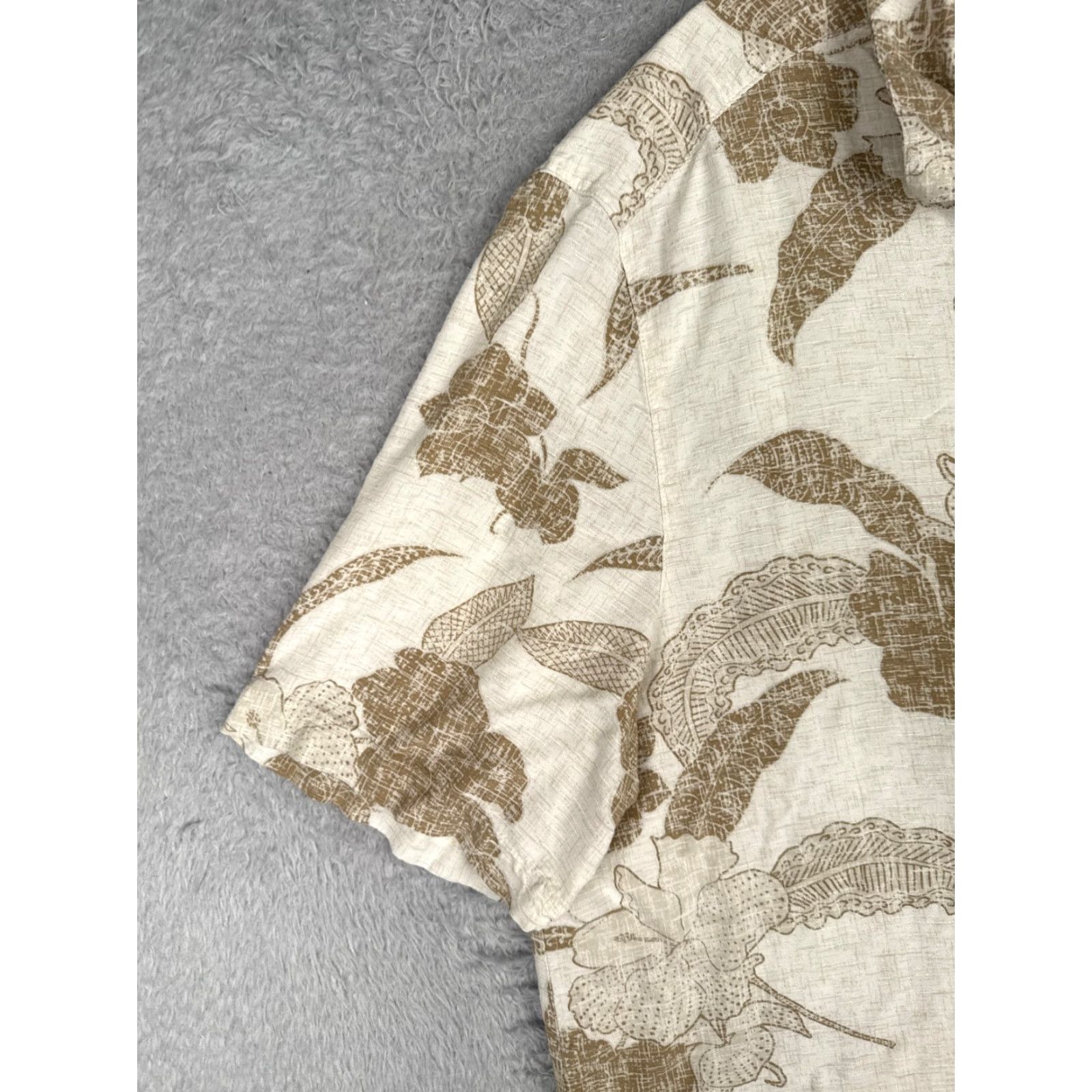 George George Shirt Men 2XL Beige White Floral Palm Leaf Hawaiian 100% Rayon Pocket Button-Up Floral Mens Size US XXL / EU 58 / 5 - 3 Thumbnail