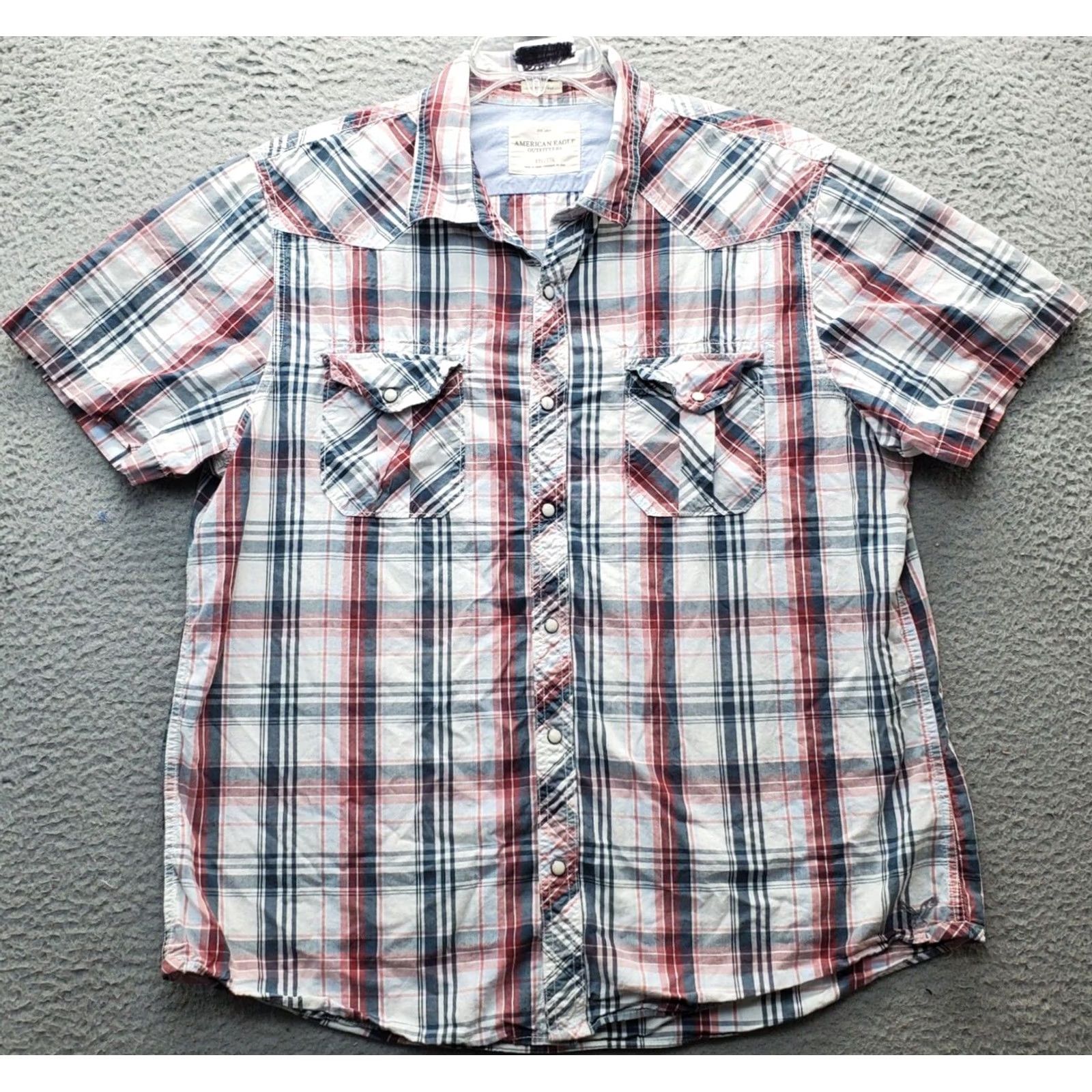American Eagle Outfitters American Eagle Outfitters Shirt Men 2XL Multi Plaid Button-Up Collar Short Sleeve Pocket Classic Regular Fit Size US XXL / EU 58 / 5 - 2 Thumbnail