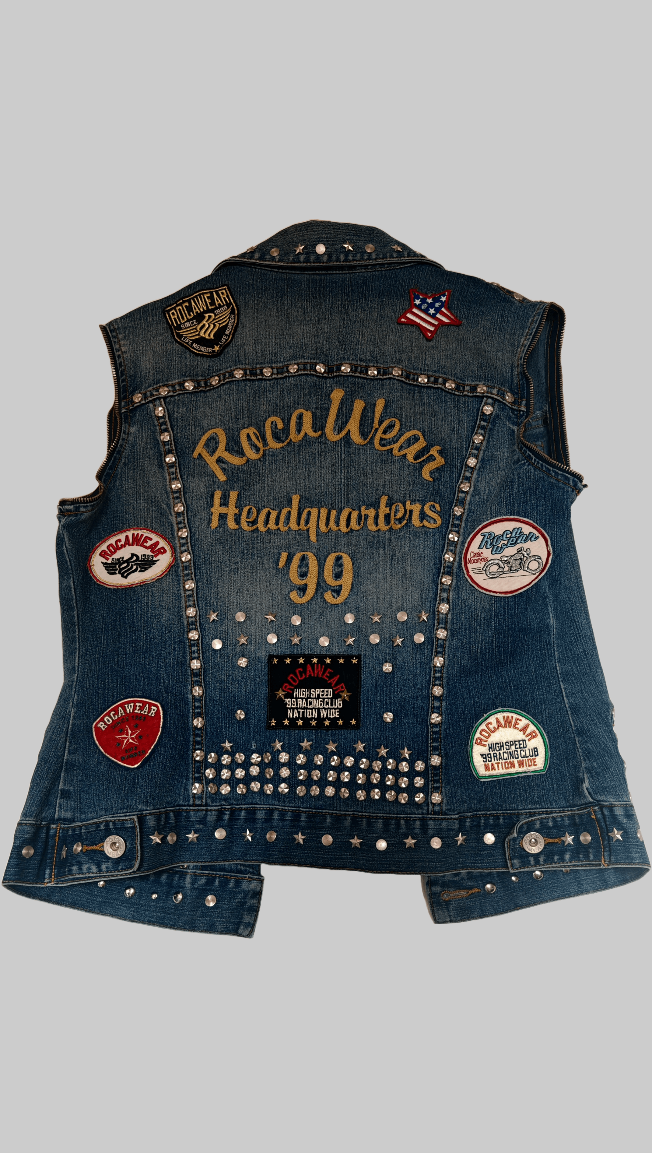 Rocawear Rare VTG Roca Wear Headquarters 99 Denim Studded Vest size L Size L / US 10 / IT 46 - 6 Thumbnail
