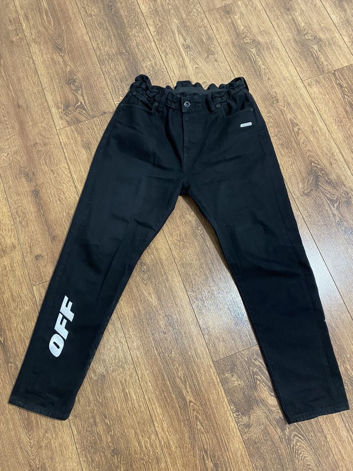 Off-White OFF-WHITE c/o VIRGIL ABLOH Black low crotch jeans Size US 31 - 9 Thumbnail
