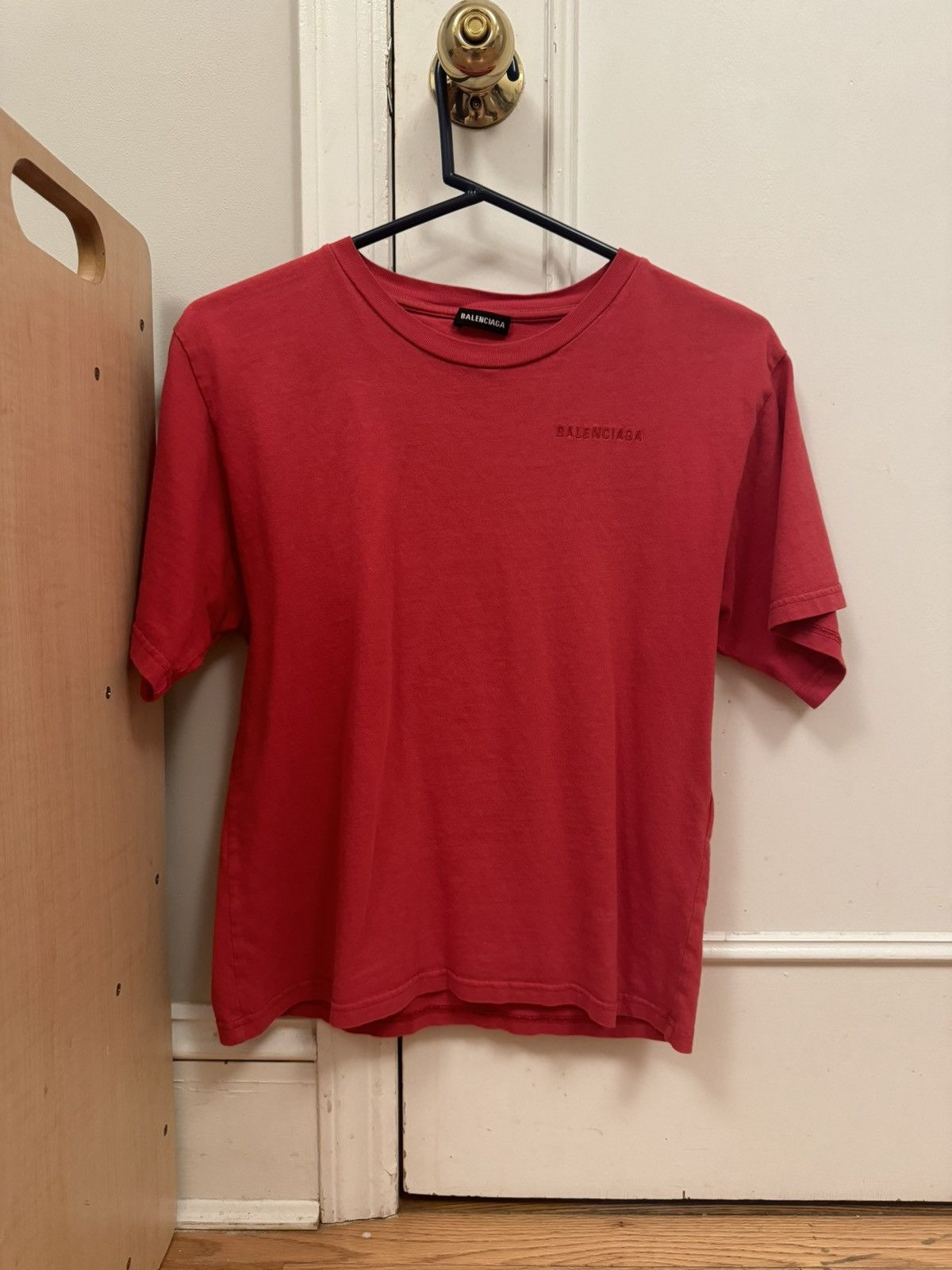 image of Balenciaga Logo Tshirt in Red, Women's (Size Small)