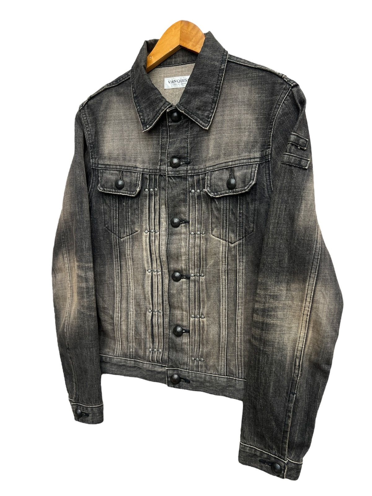 Vanquish Vanquish Japan Distressed Sunfaded Gothic Black Denim Jacket Size US S / EU 44-46 / 1 - 3 Thumbnail