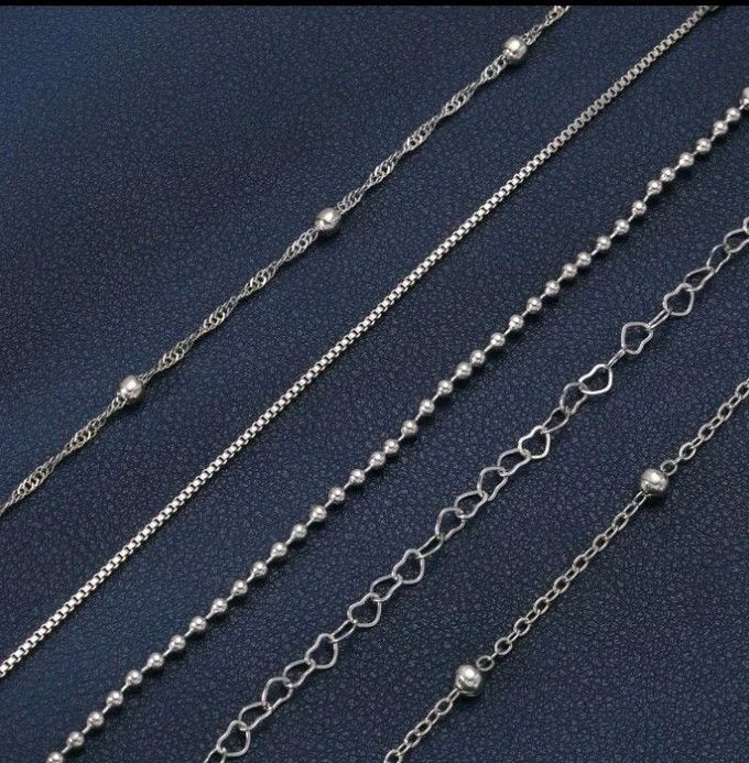 Other 5 Piece Hearts Bracelet Set Silver Retro Bangle Size ONE SIZE - 4 Thumbnail