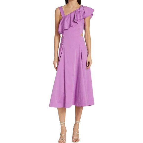 Veronica Beard Veronica Beard One Shoulder Cutout Maxi Dress Vivid Orchid Size XS / US 0-2 / IT 36-38 - 4 Thumbnail