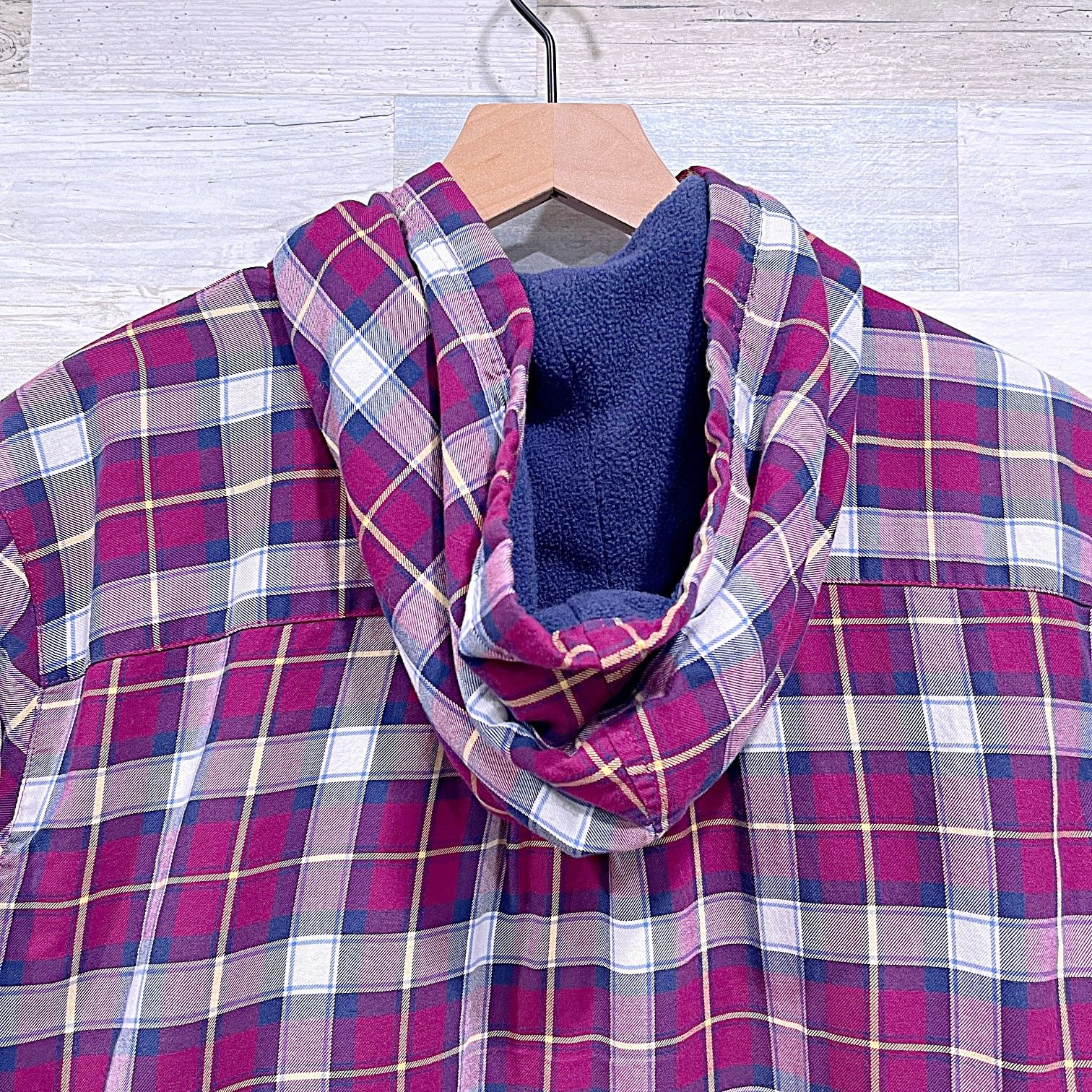 L.L. Bean LL Bean Hooded Fleece Lined Plaid Shacket Womens Large Size L / US 10 / IT 46 - 4 Thumbnail