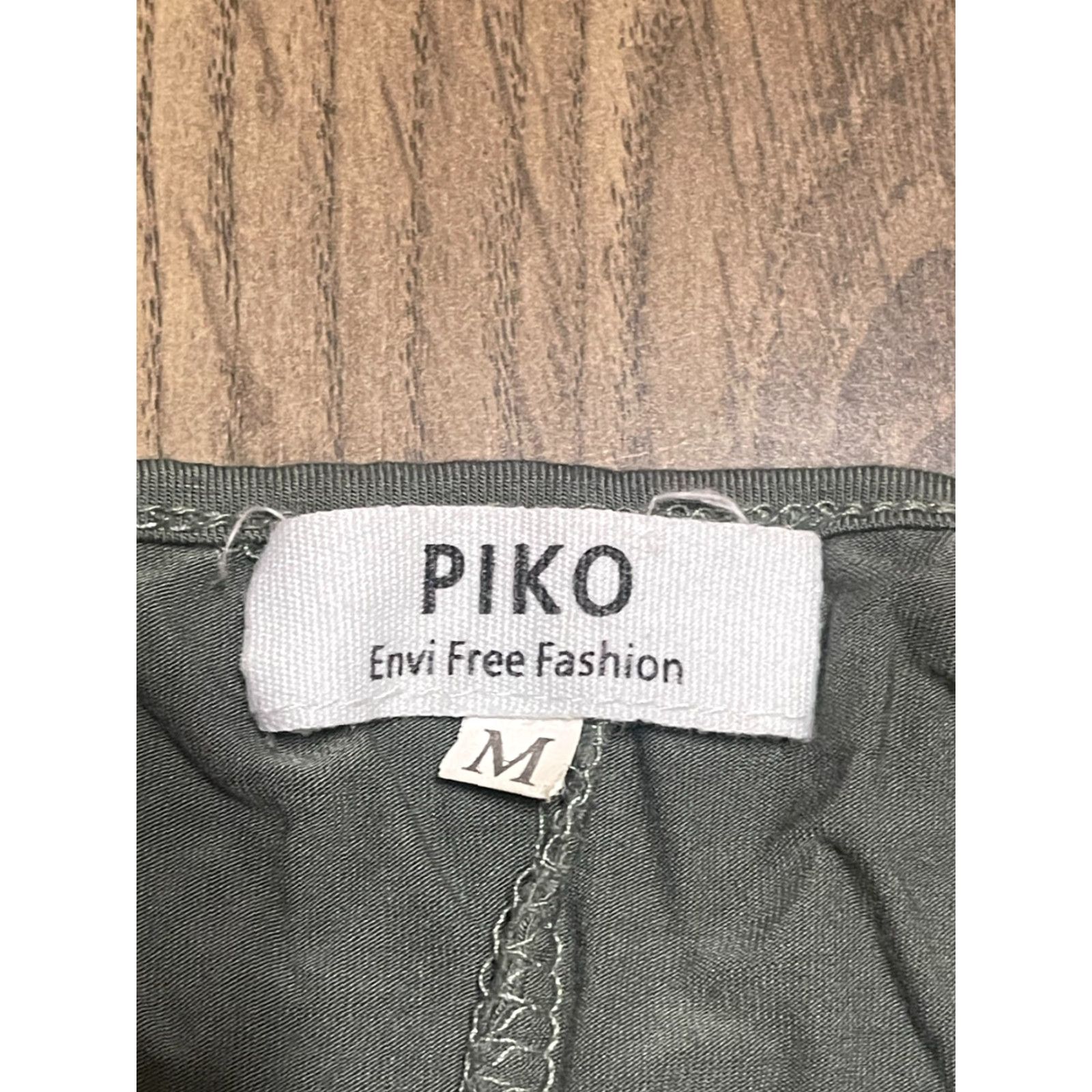Vintage PIKO Dress Shirt Dress, Women's Size M, Green 3/4 Sleeve Knee Length, Pullover, Solid, Casual, Regular, Women, Spring/Summer/Fall Size M / US 6-8 / IT 42-44 - 7 Thumbnail