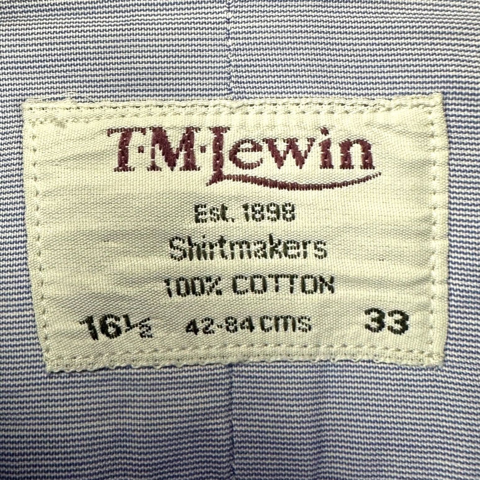 Vintage VINTAGE T.M. Lewin Shirtmakers Dress Shirt Mens 16.5-33 Blue White Stripe Button Up Plaid Cotton Spandex Long Sleeve Blue Mens Shirt Size 46R - 5 Thumbnail