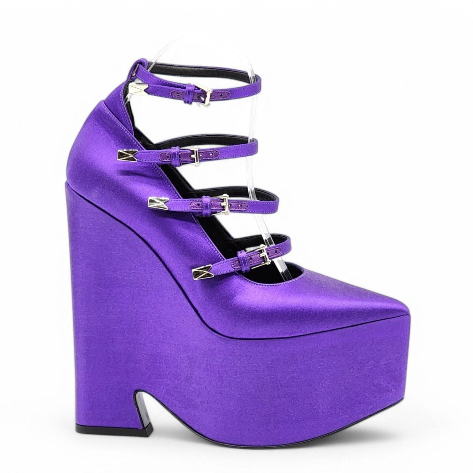 Versace Tempest Strappy Satin Platform Pumps Purple EU 38.5 US 8.5 Size US 8.5 / IT 38.5 - 2 Thumbnail