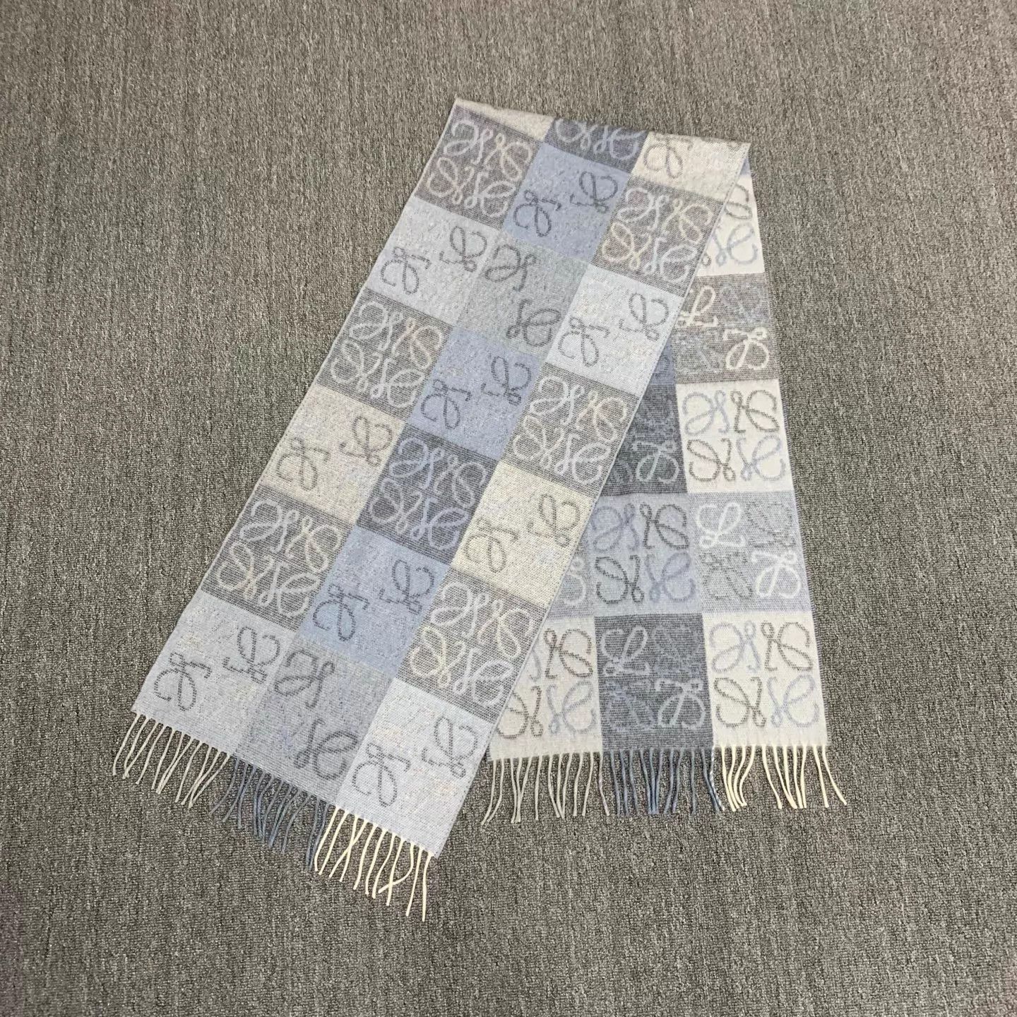 Loewe LOEWE Wool Color Blocked Checkerboard Scarf New Size ONE SIZE - 8 Thumbnail