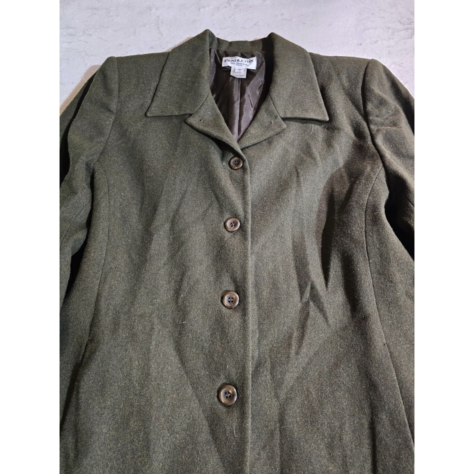 Pendleton VINTAGE Pendelton Petite 100% Wool Blazer 4-Button Front Womens Sz 12 Dark Green Blazer Petites Womens 90s Vintage Green зас Size XL / US 12-14 / IT 48-50 - 8 Thumbnail