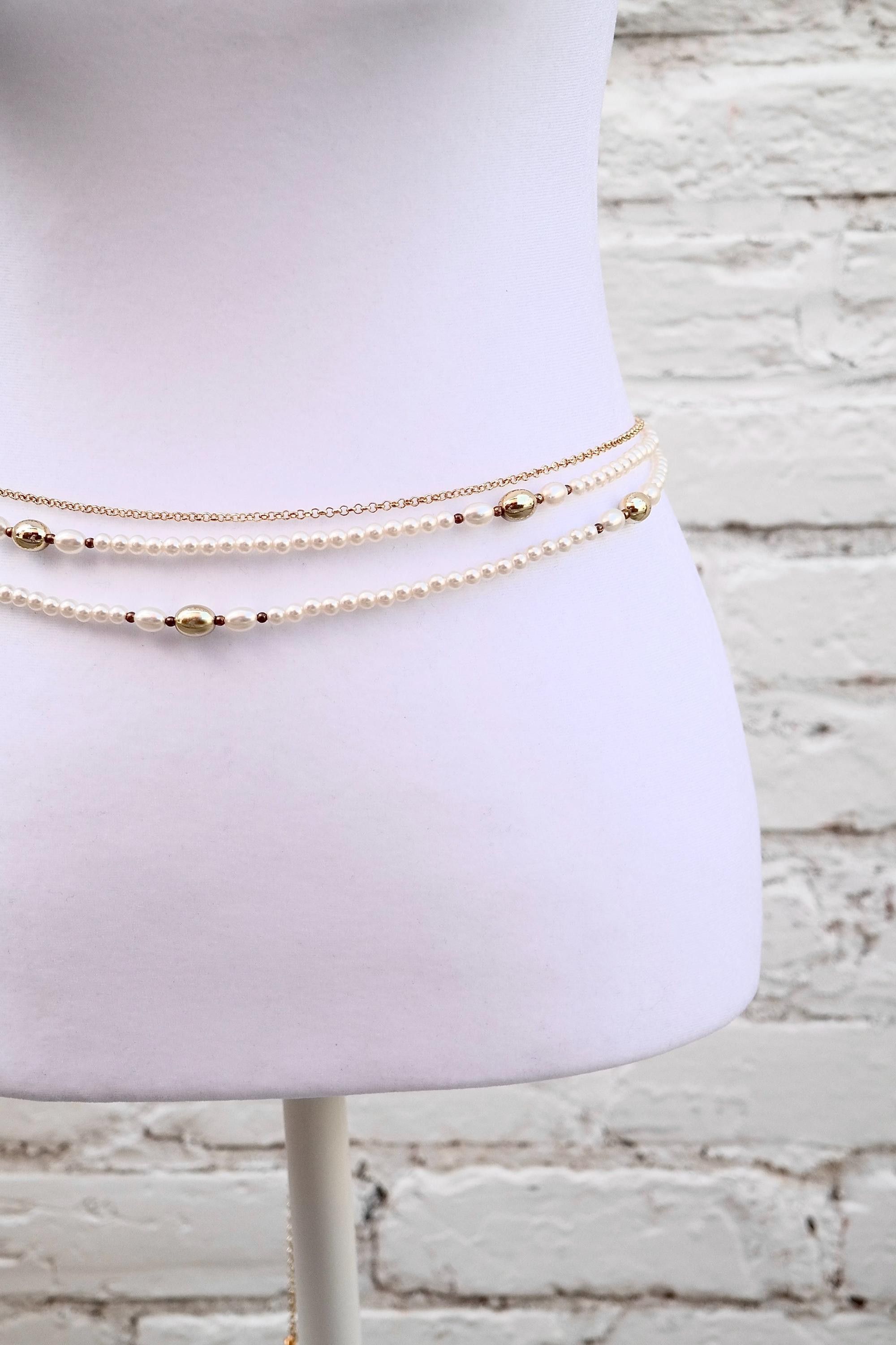 Handmade Pearl & Gold Waist Chain Size ONE SIZE - 2 Thumbnail