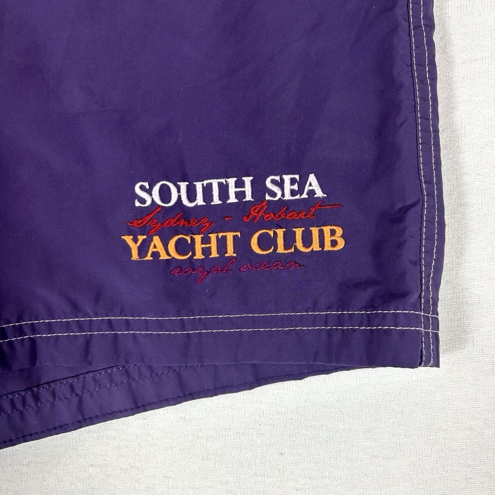 Vintage VINTAGE South Sea Yacht Club Swim Trunks Mens L Purple Pockets Shorts Size US 33 - 2 Thumbnail