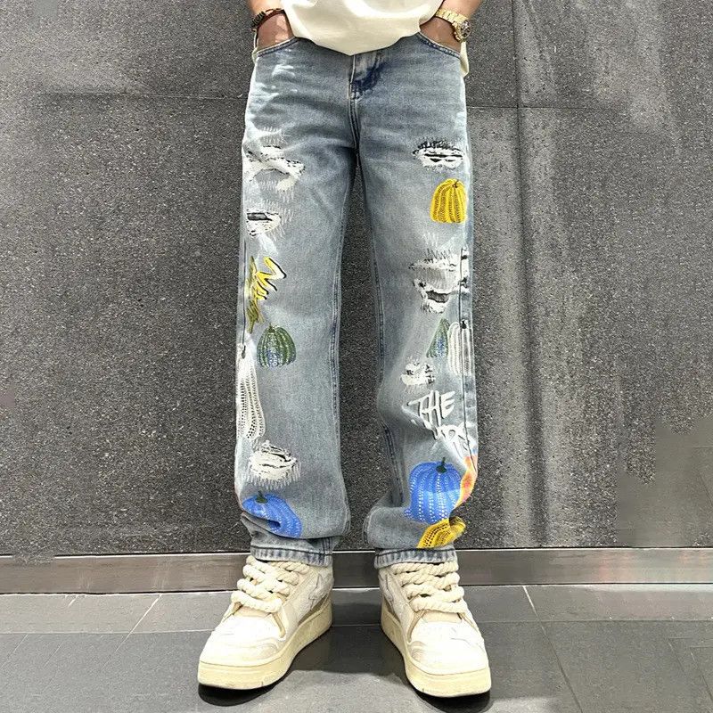 Japanese Brand × Jean Retro loose straight leg spliced jeans Size US 32 / EU 48 - 1 Thumbnail