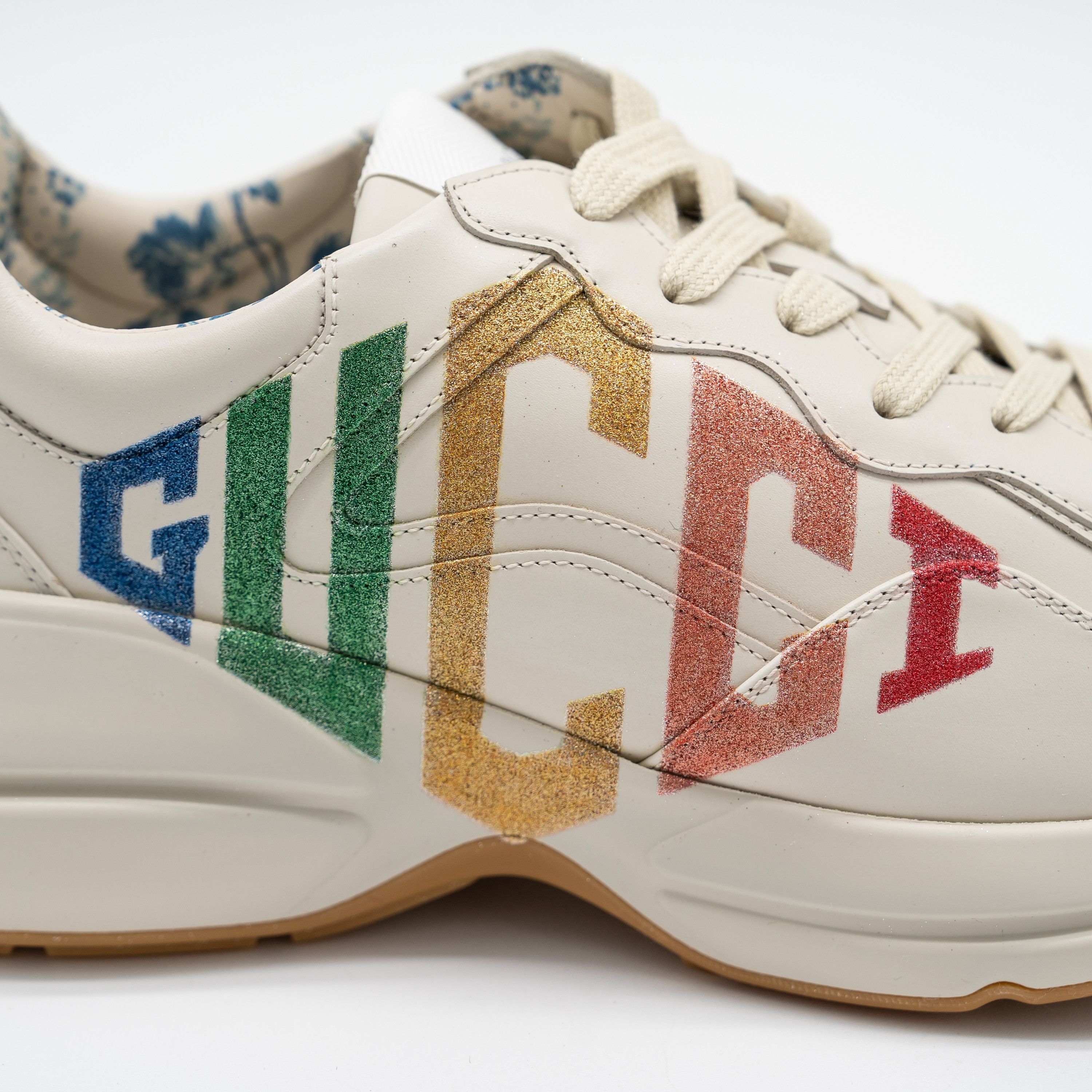 Gucci Gucci Rhyton Glitter White Rainbow Logo Sneakers Size US 11.5 / IT 41.5 - 9 Thumbnail