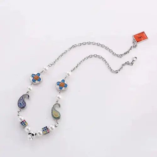 Handmade × Jewelry × Vintage Cross Wild Round Bead Skull Necklace Size ONE SIZE - 3 Thumbnail