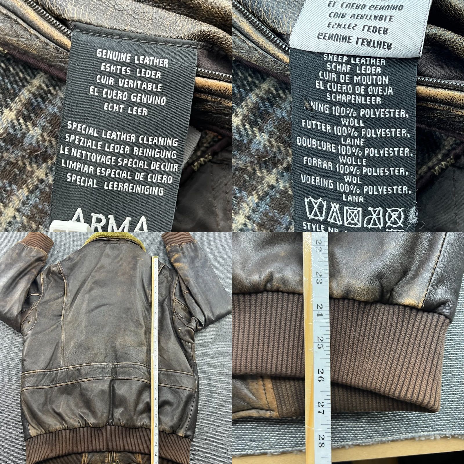 Vintage VINTAGE ARMA Leather Jacket Mens Size M Brown Aviator Bomber Pilot Jacket Men Redesign? Size US M / EU 48-50 / 2 - 10 Thumbnail