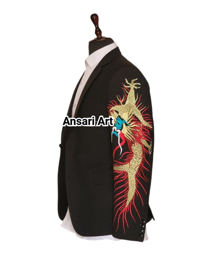 Other Men 2PC Customized Dragon Embroidery western cocktail outfit Size 46S - 3 Thumbnail
