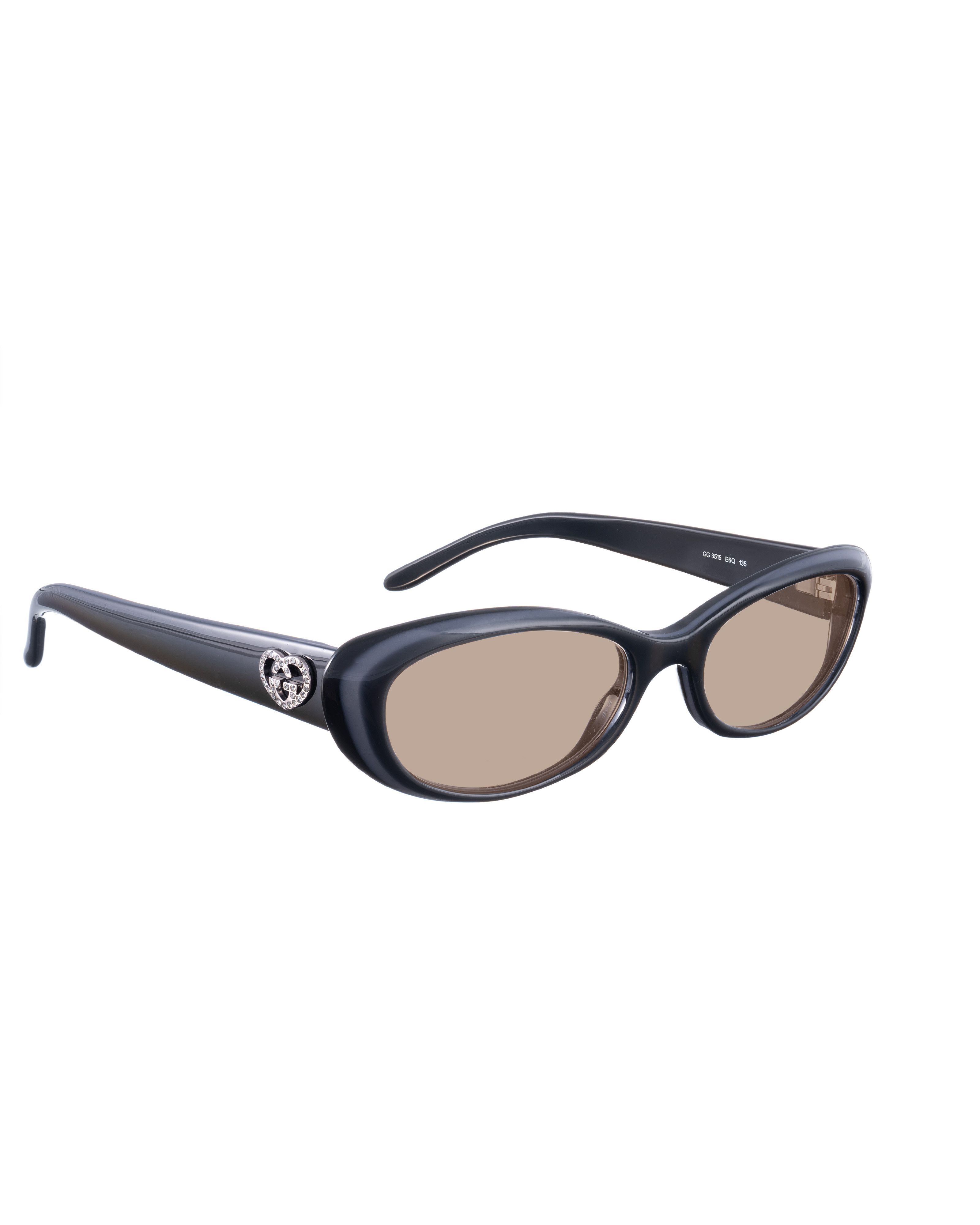 Gucci Gucci 00s Black & Grey Cat Eye Sunglasses with Crystal Heart Size ONE SIZE - 1 Thumbnail