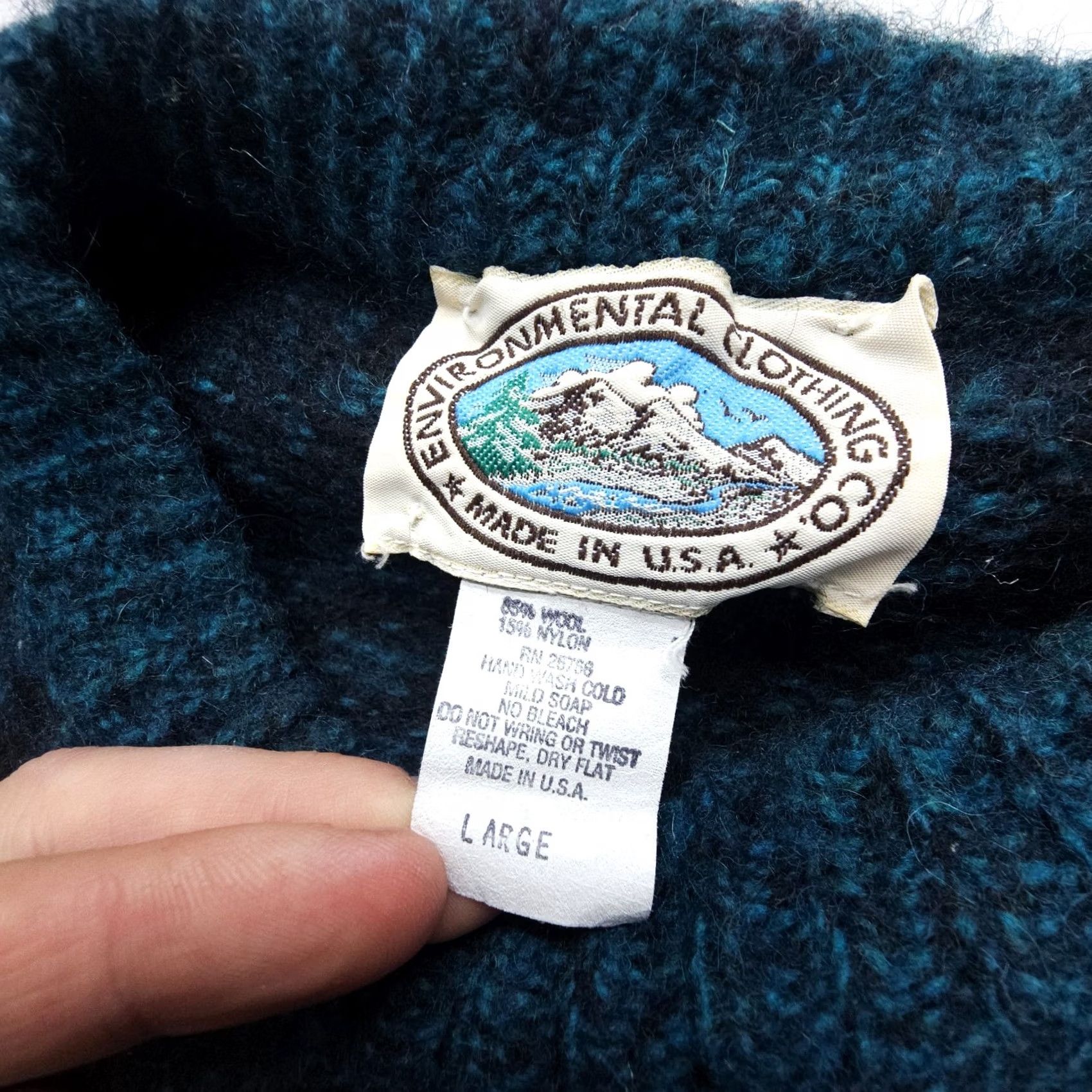 Vintage VINTAGE Environmental Clothing Sweater Mens L Blue Fair Isle Heavyweight Pullover Knit Crew Neck Wool Nylon Casual 80s 90s United States Mens Size US L / EU 52-54 / 3 - 3 Thumbnail