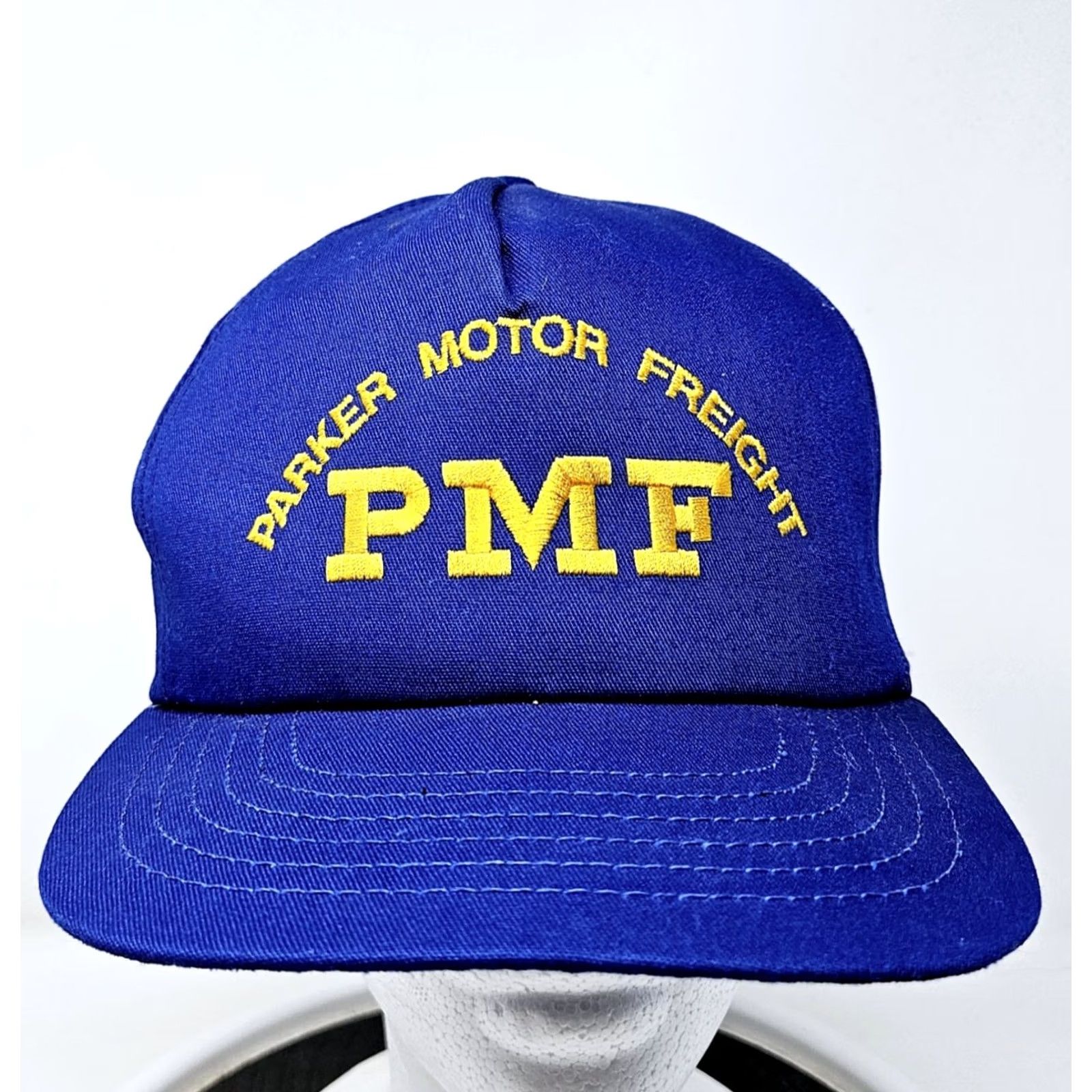 Parker VINTAGE Parker Motor Freight Made In USA 90s Blue Trucker Hat Logo Men One Size Blue USA 90s Trucker Hat Mens Size ONE SIZE - 2 Thumbnail