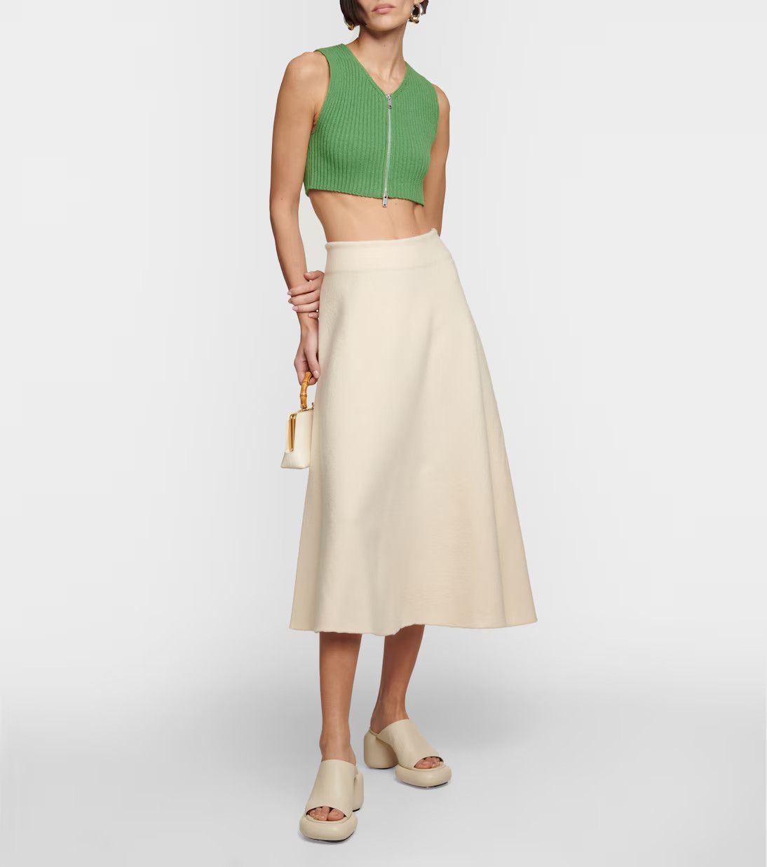 Jil Sander o1y1025 Crop Top in Green Size XS / US 0-2 / IT 36-38 - 2 Thumbnail