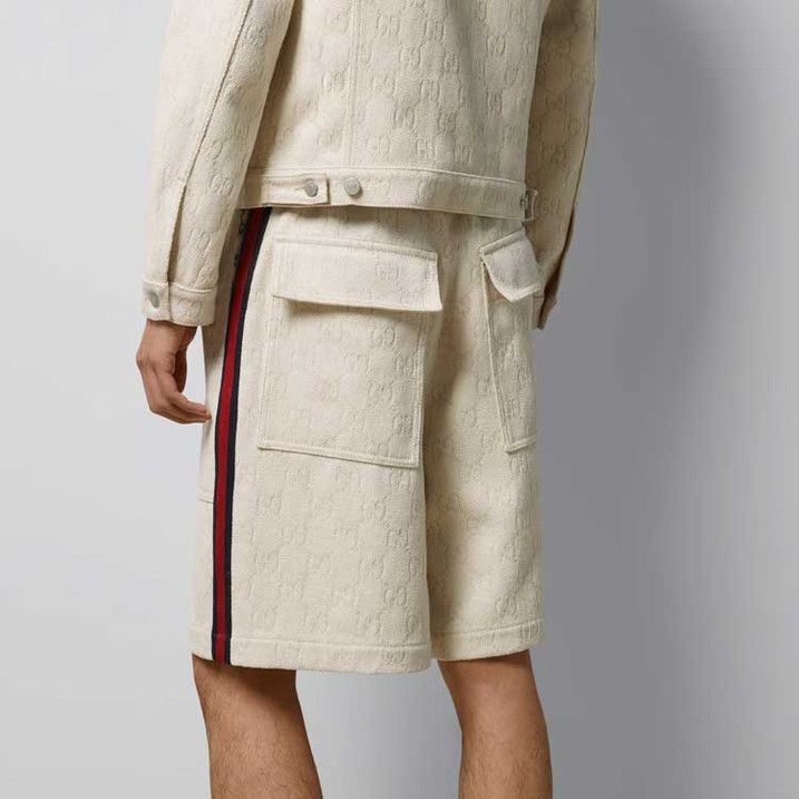 Gucci o1loc1c0226 766156 GG Cotton Jacquard Bermuda Shorts Ivory Size US 32 / EU 48 - 4 Thumbnail