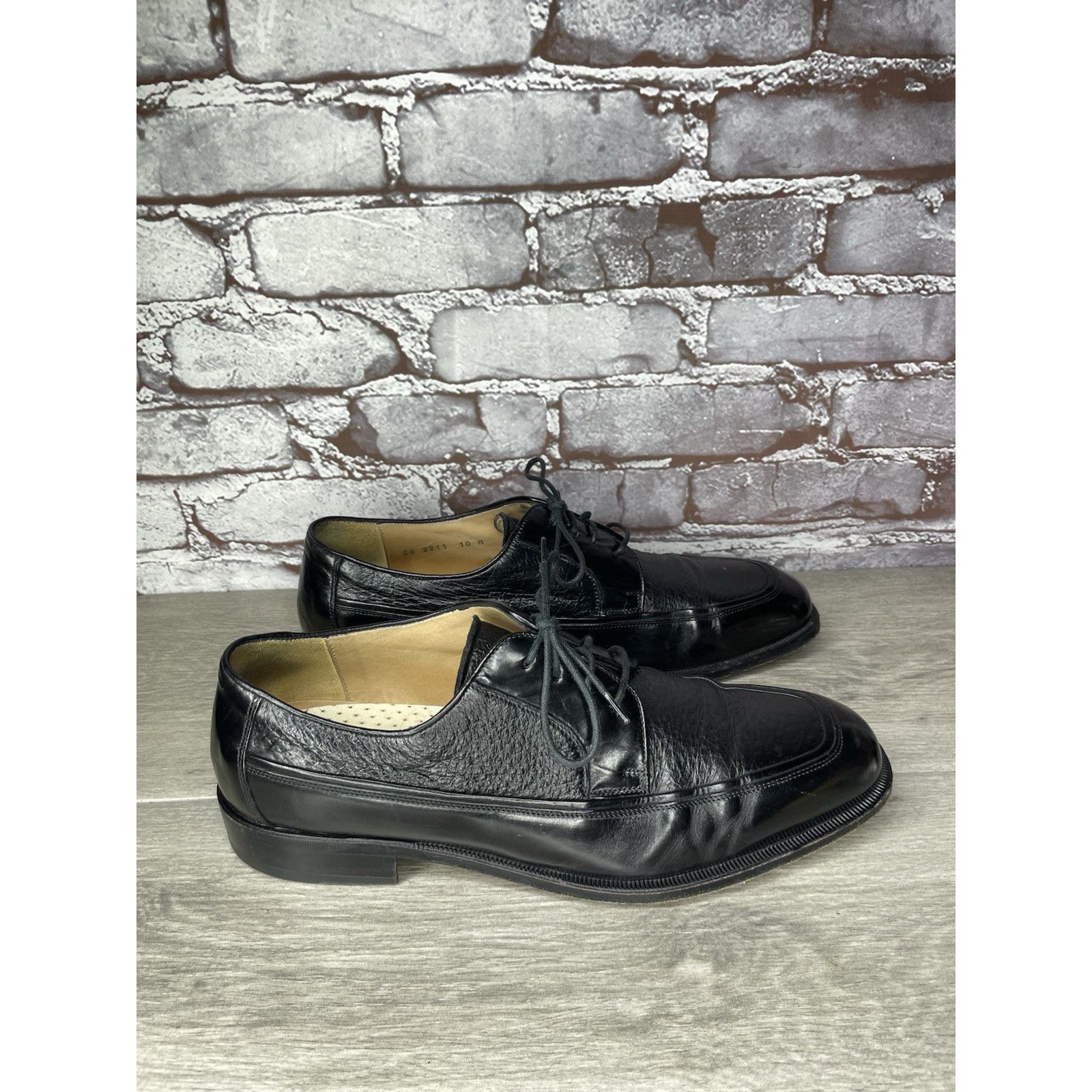 Johnston & Murphy Johnston & Murphy Black Leather Square Toe Italy Dress Shoe Size US 10 / EU 43 - 10 Thumbnail