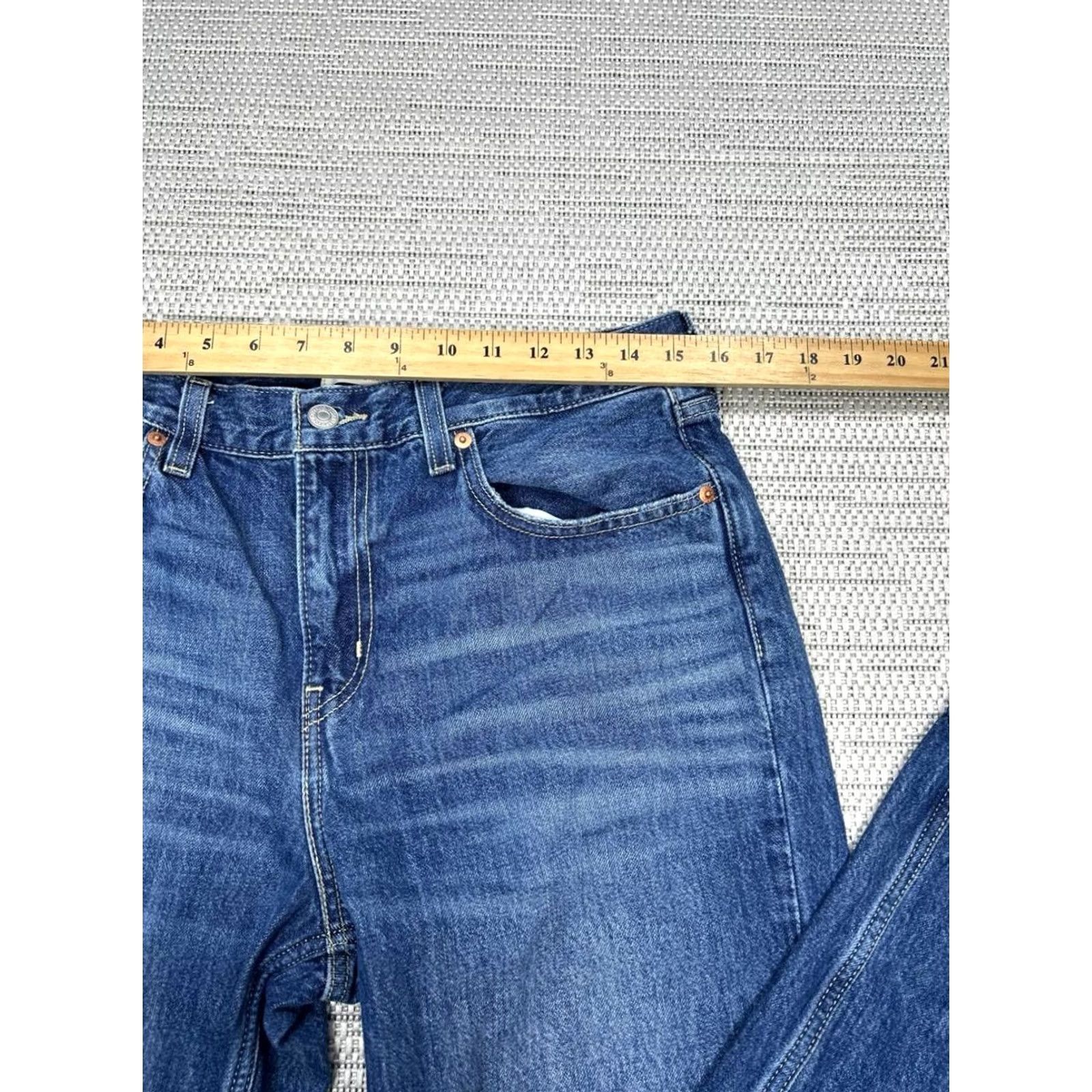 Levi's Levi'S Low Pro Straight Jeans Womens 29 Blue Denim Logo Distressed Mid Rise 31x30 Size 29" - 6 Thumbnail