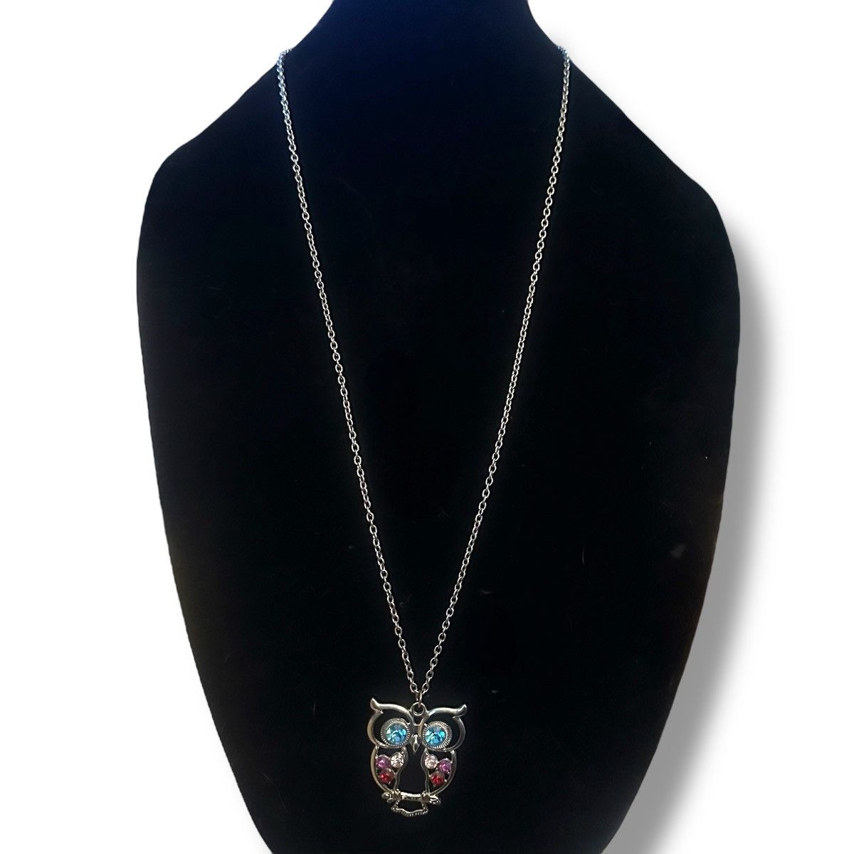 Other Long silver tone multicolor rhinestone owl pendant necklace Size ONE SIZE - 2 Thumbnail