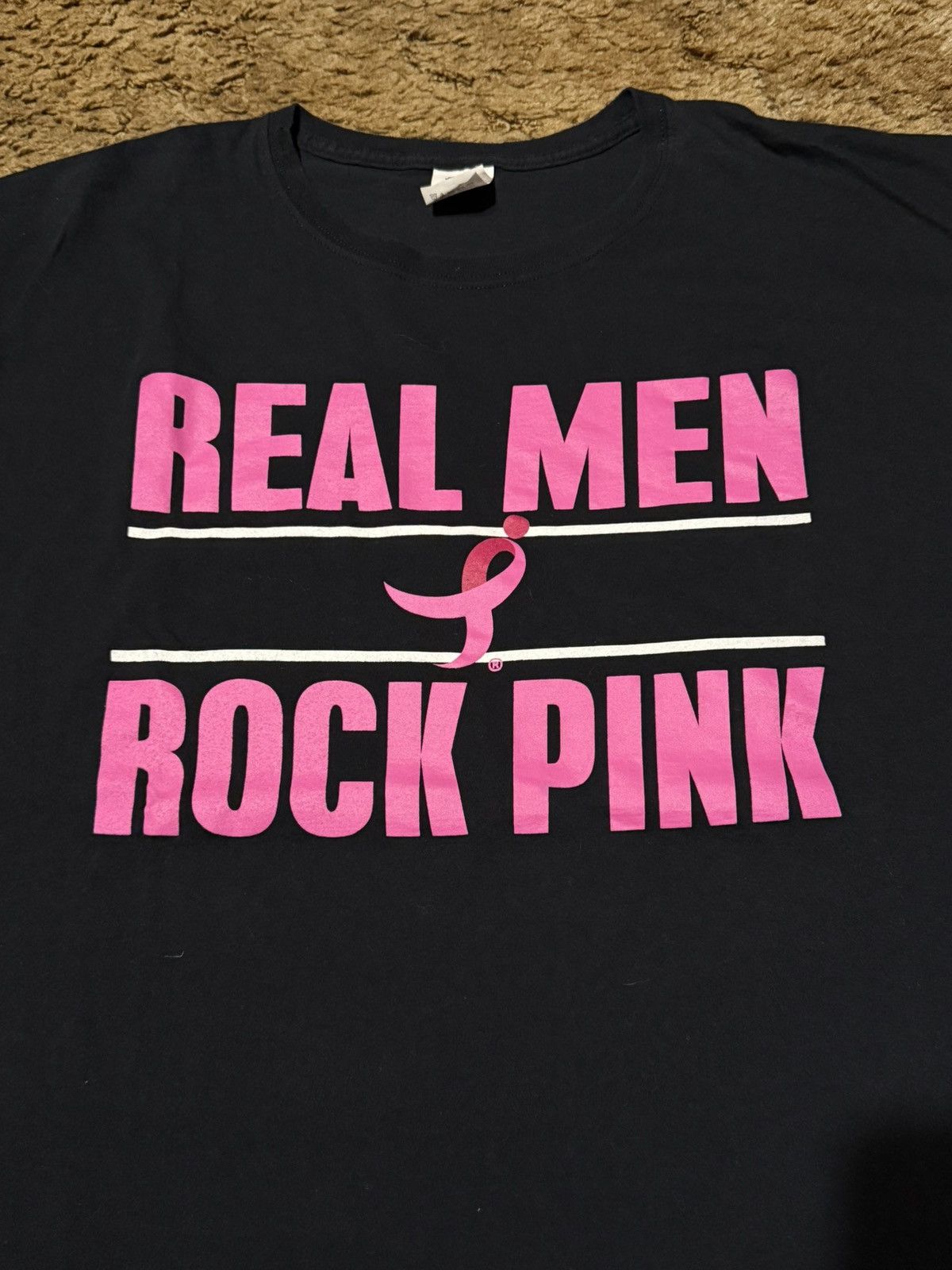 Vintage Real Men Wear Pink T-Shirt Breast Cancer Tee Black XLarge Size US XL / EU 56 / 4 - 2 Thumbnail