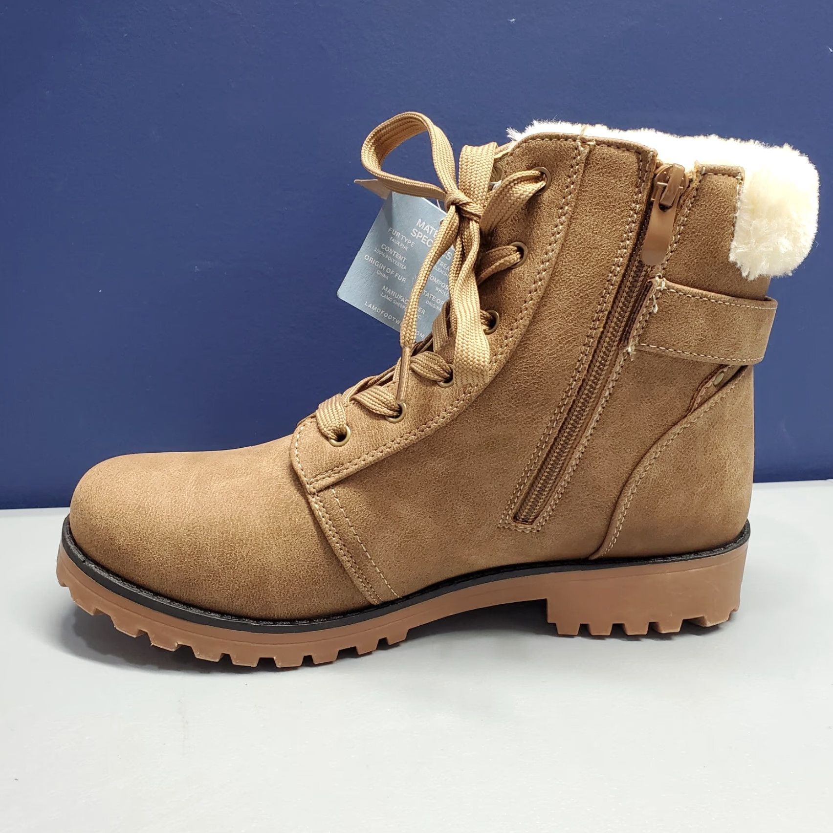 Vintage LAMO Winter Boots Womens Size 9 Brown Faux Fur Side Zipper Lace Up AW1765 Size US 9 / IT 39 - 6 Thumbnail