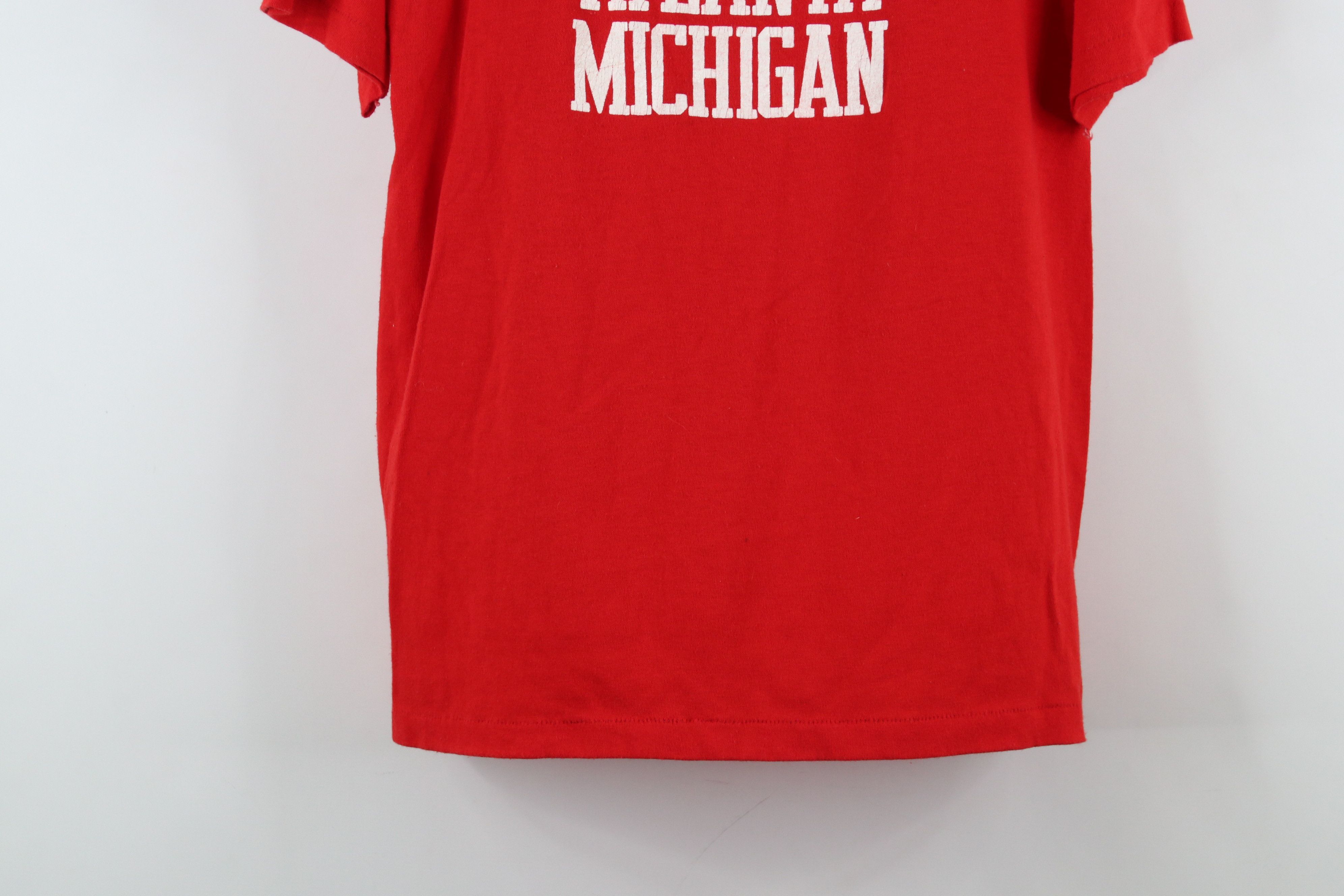Vintage Vintage 70s In The Hell Is Atlanta Michigan T-Shirt Red USA Size US L / EU 52-54 / 3 - 3 Thumbnail