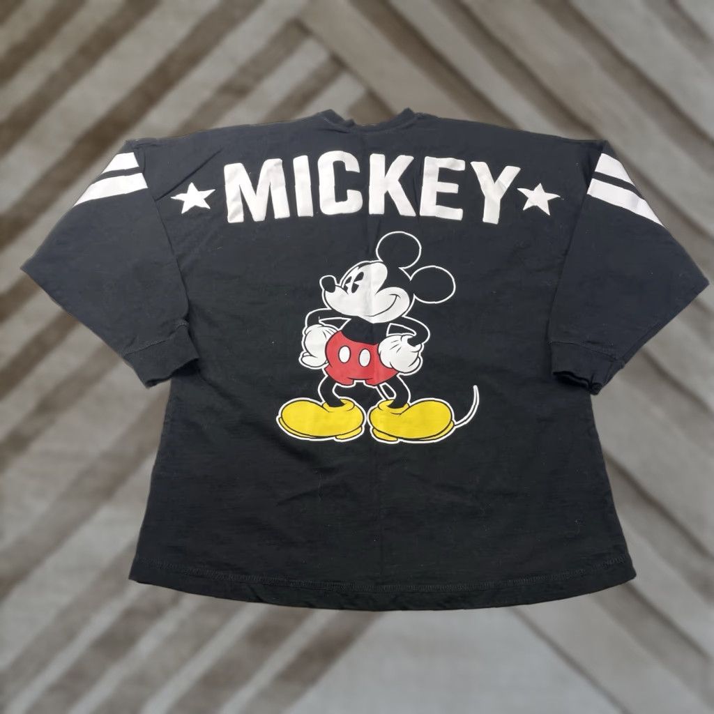 Disney Disney Shirt Adult Small Black Jersey Graphic Logo Spellout Print Long Sleeve | Mickey Mouse Disney Crew Neck Pullover T-Shirt Women Size S / US 4 / IT 40 - 1 Thumbnail