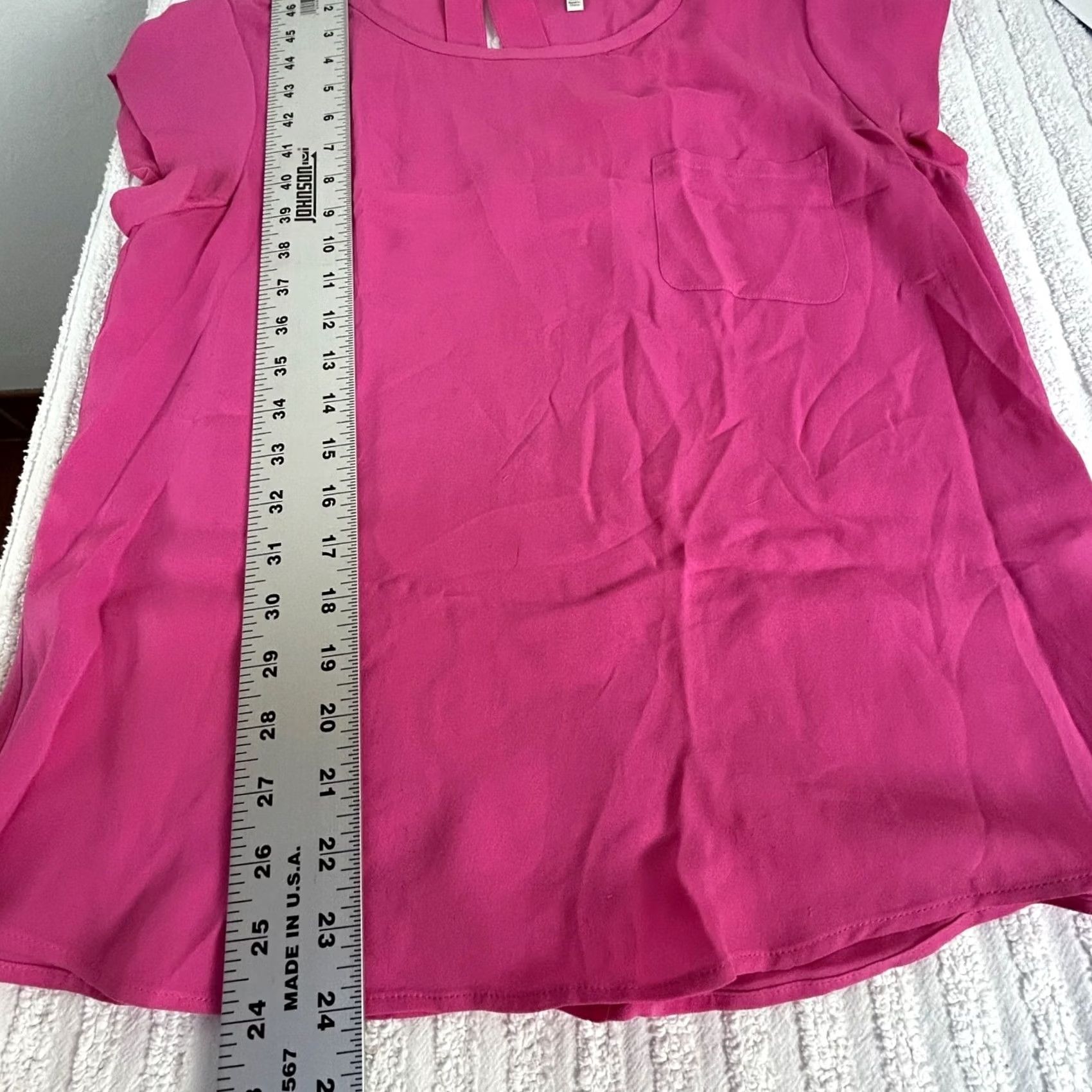 Joie JOIE Womens Pink Round Neck 100% Silk Short Sleeve Blouse Medium Casual Blouse Women Pink Round Neck Silk Top Blouse Size M / US 6-8 / IT 42-44 - 8 Thumbnail