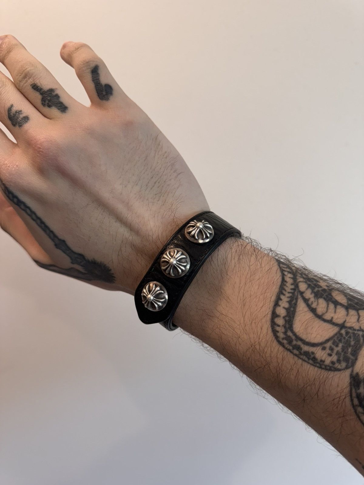 Chrome Hearts Chrome hearts leather snap bracelet | Grailed