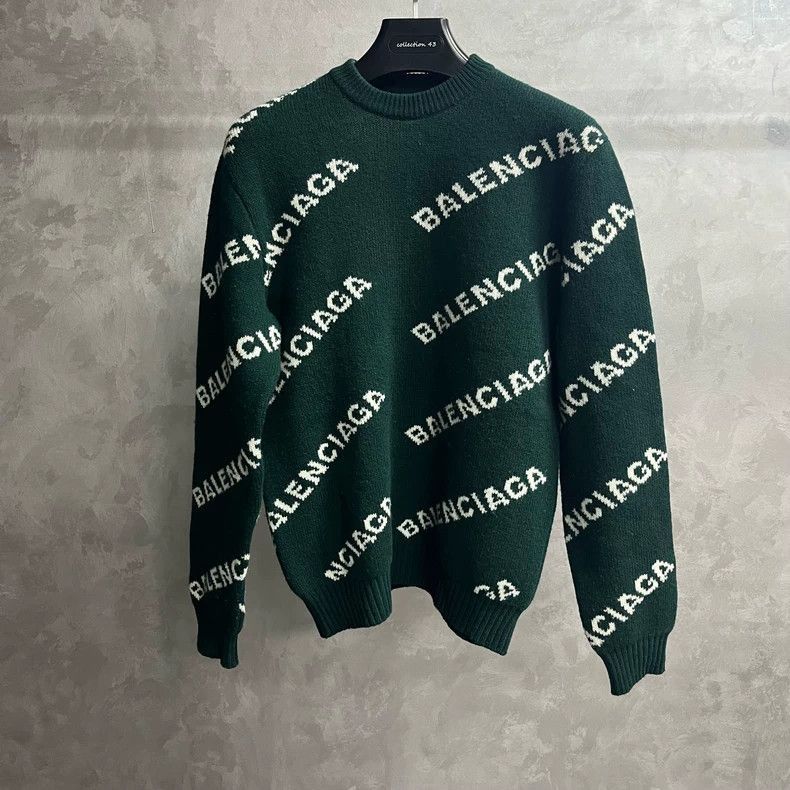 Balenciaga Balenciaga Balenciaga Green Logo Sweater Long Sleeve-2506 Size US S / EU 44-46 / 1 - 1 Thumbnail