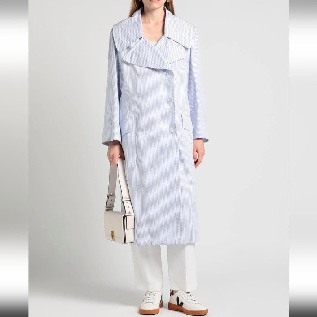 Maison Margiela Maison Martin Margiela Blue Striped Trench Coat Size S / US 4 / IT 40 - 3 Thumbnail