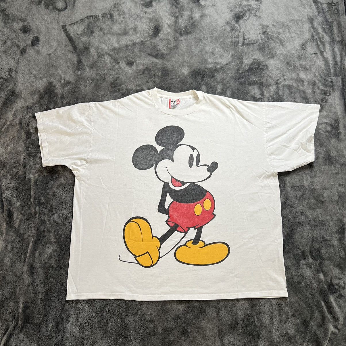 image of Disney Mickey Mouse Big Print Tshirt 90's in White, Men's (Size 2XL)