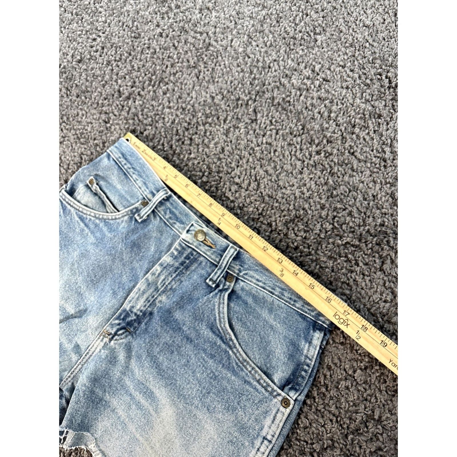 Wrangler VINTAGE Wrangler Jean Shorts Womens 34 High Rise Frayed Whiskered Light Wash 90s Girls Size 24" / US 00 / IT 34 - 3 Thumbnail