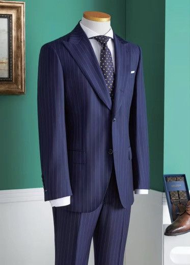 Other Navy Blue Pin Stripe Suit Size 40R - 2 Thumbnail